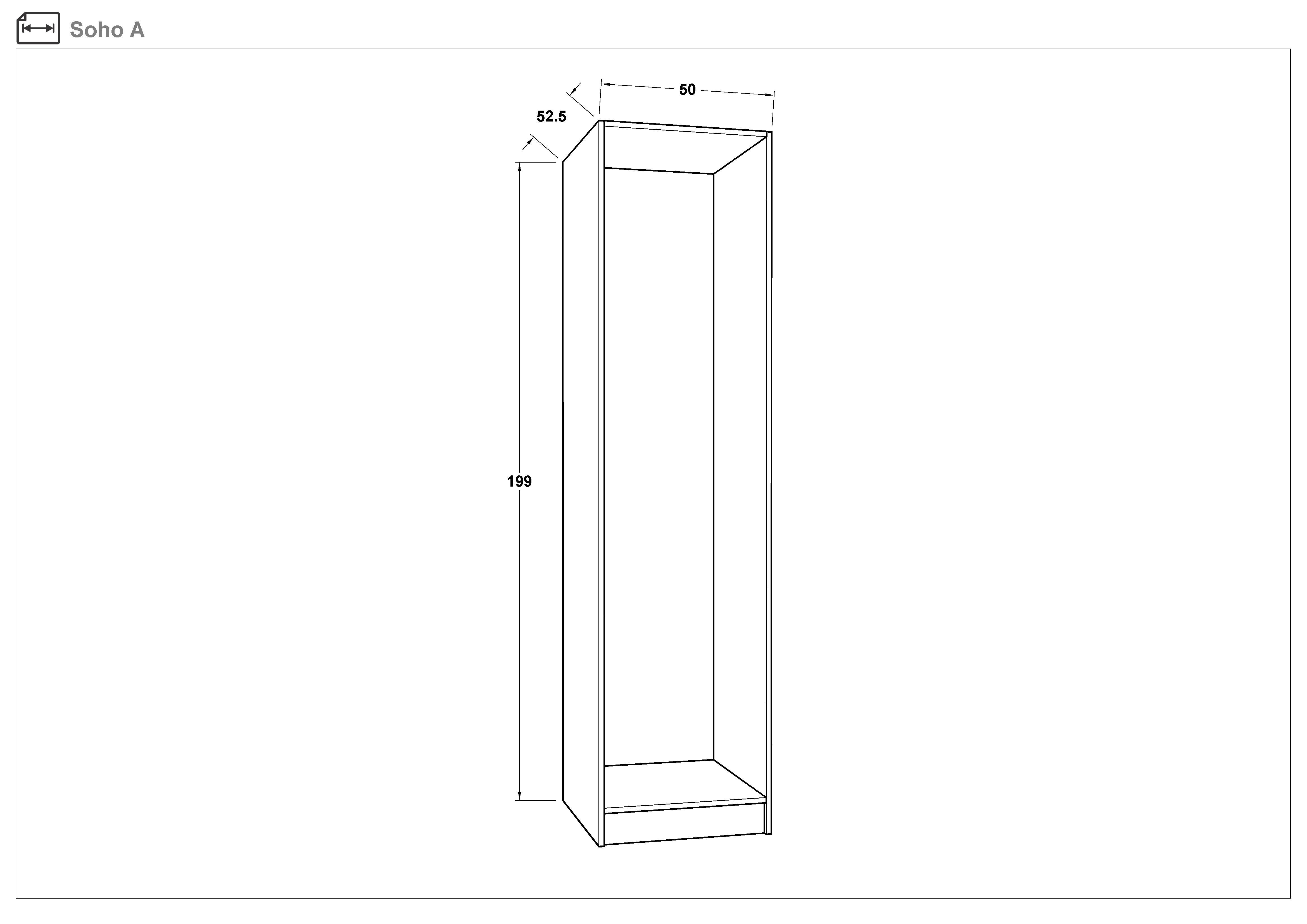 Modular wardrobe with sliding doors 150 cm Soho Slide 150, dark Scandinavian oak  4