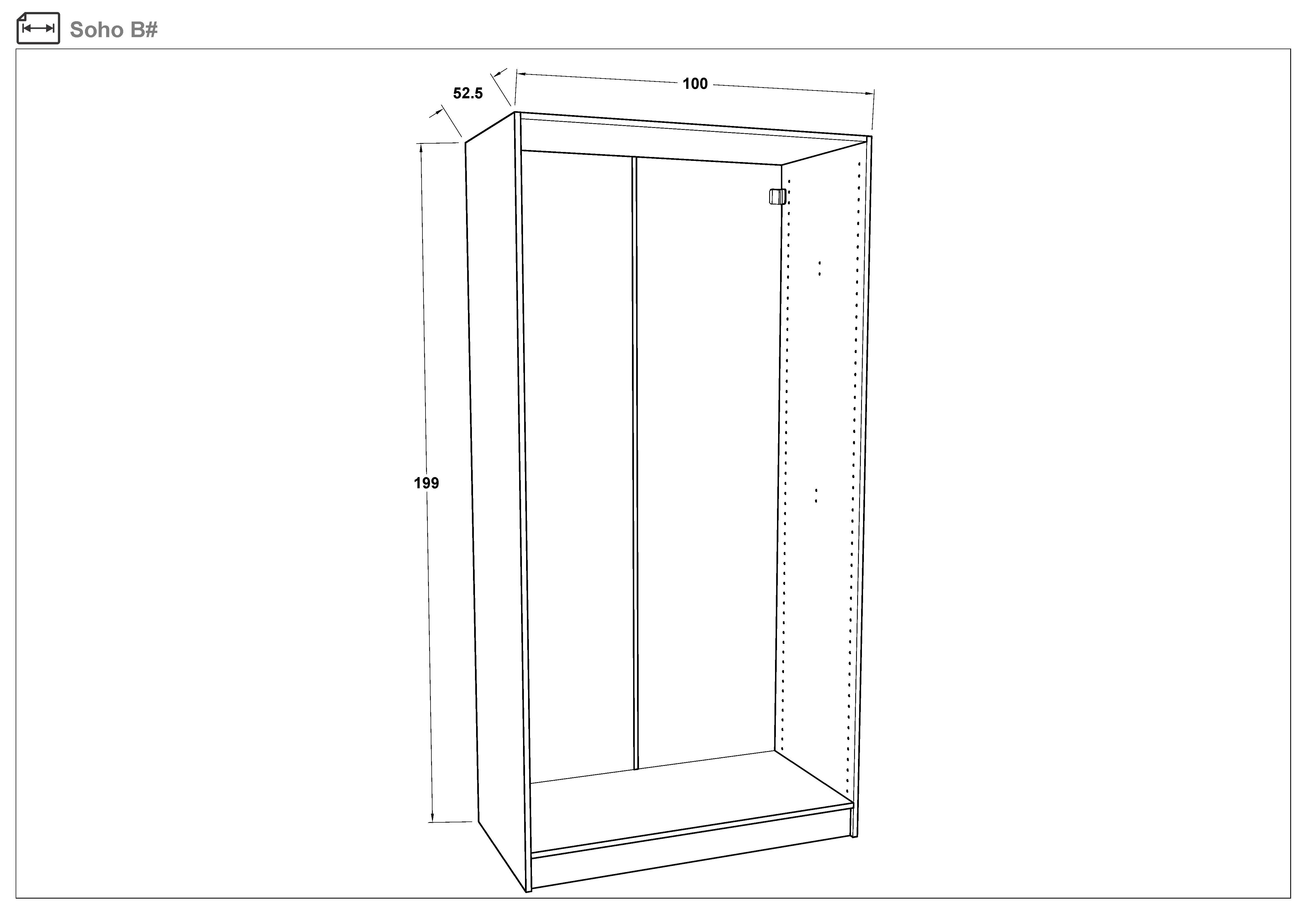 Modular wardrobe with sliding doors 150 cm Soho Slide 150, Metallic beige  2