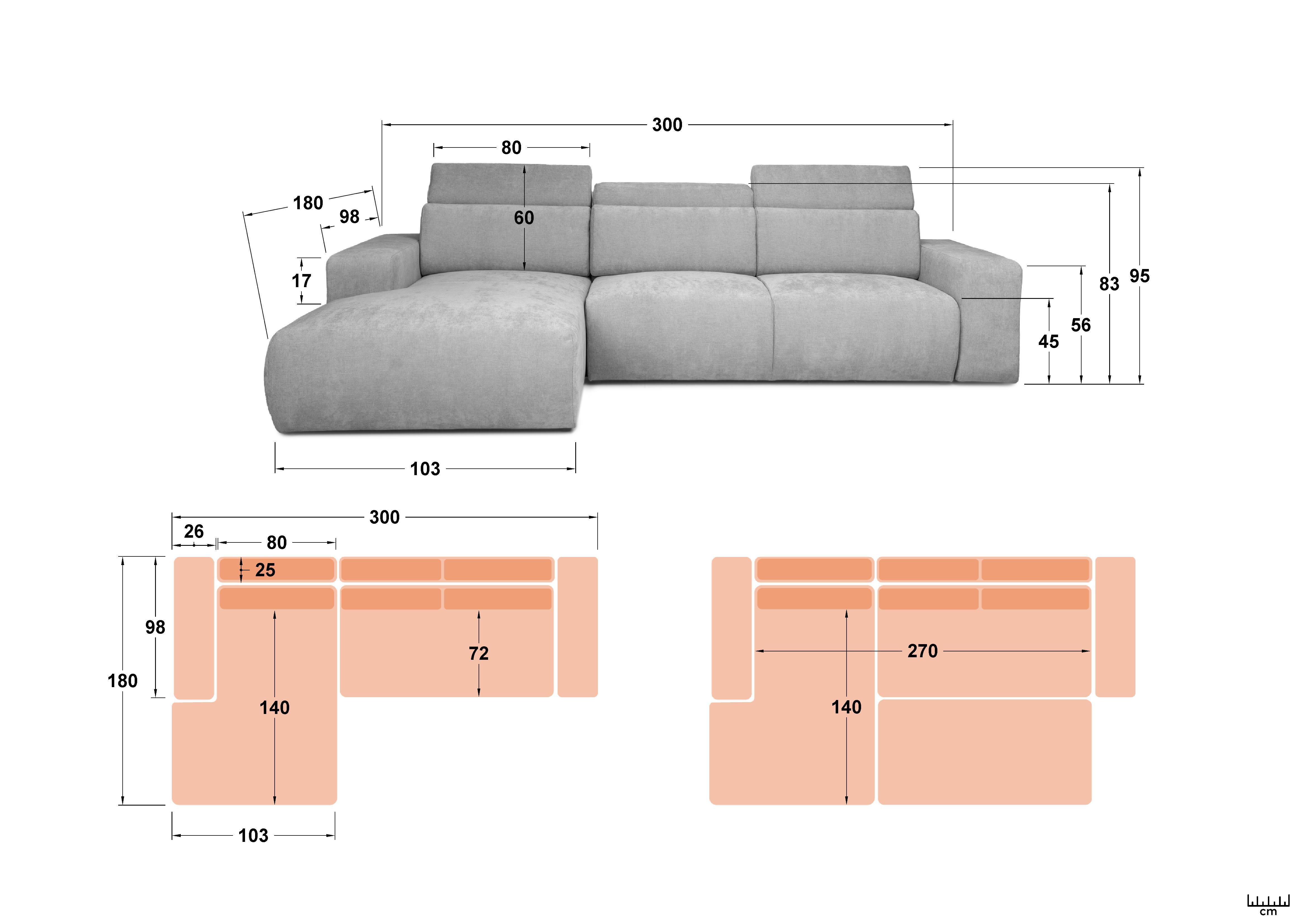 Extendable corner sofa Sorelo, beige  2
