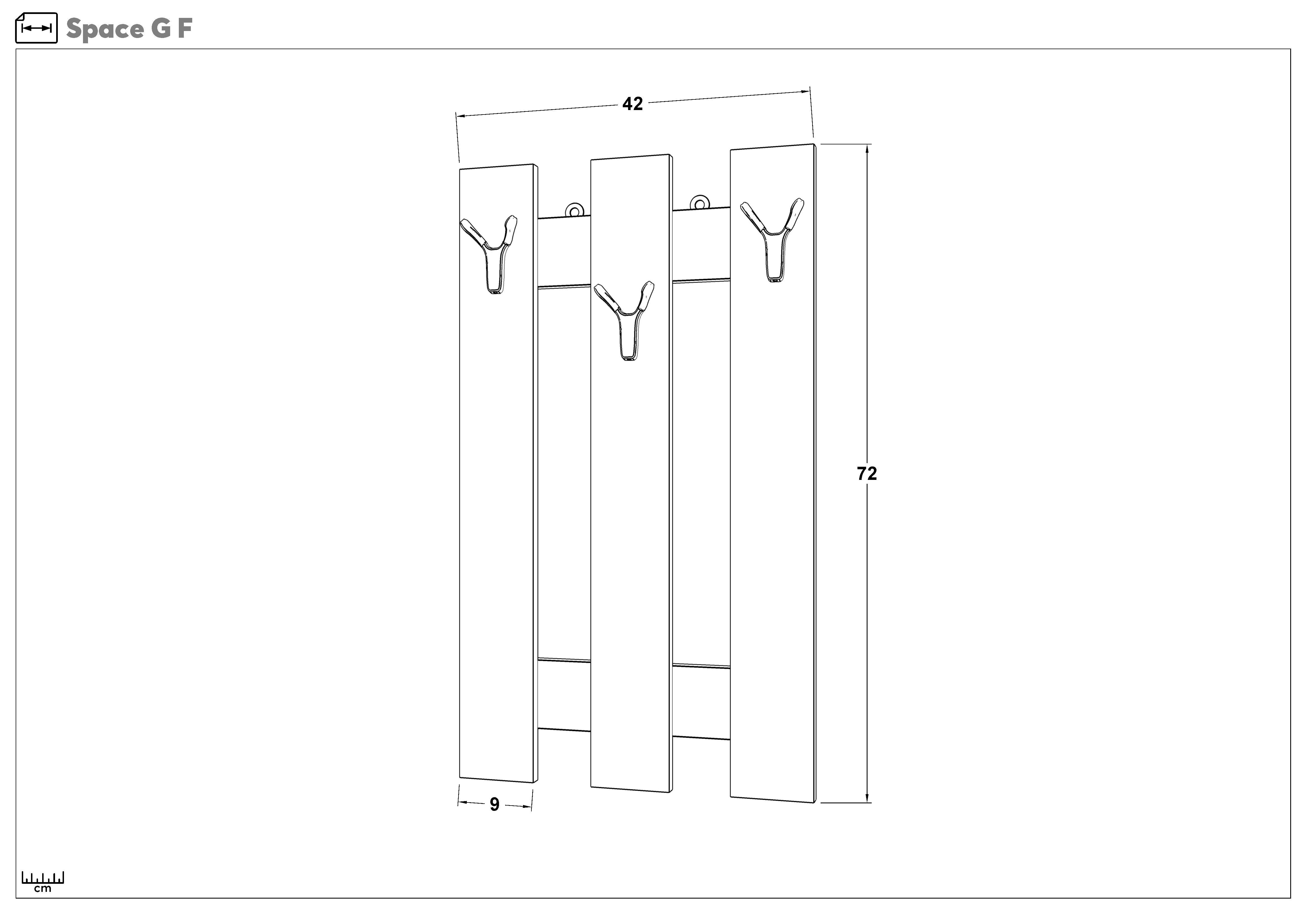 Coat rack Space G, Anthracite oak  2