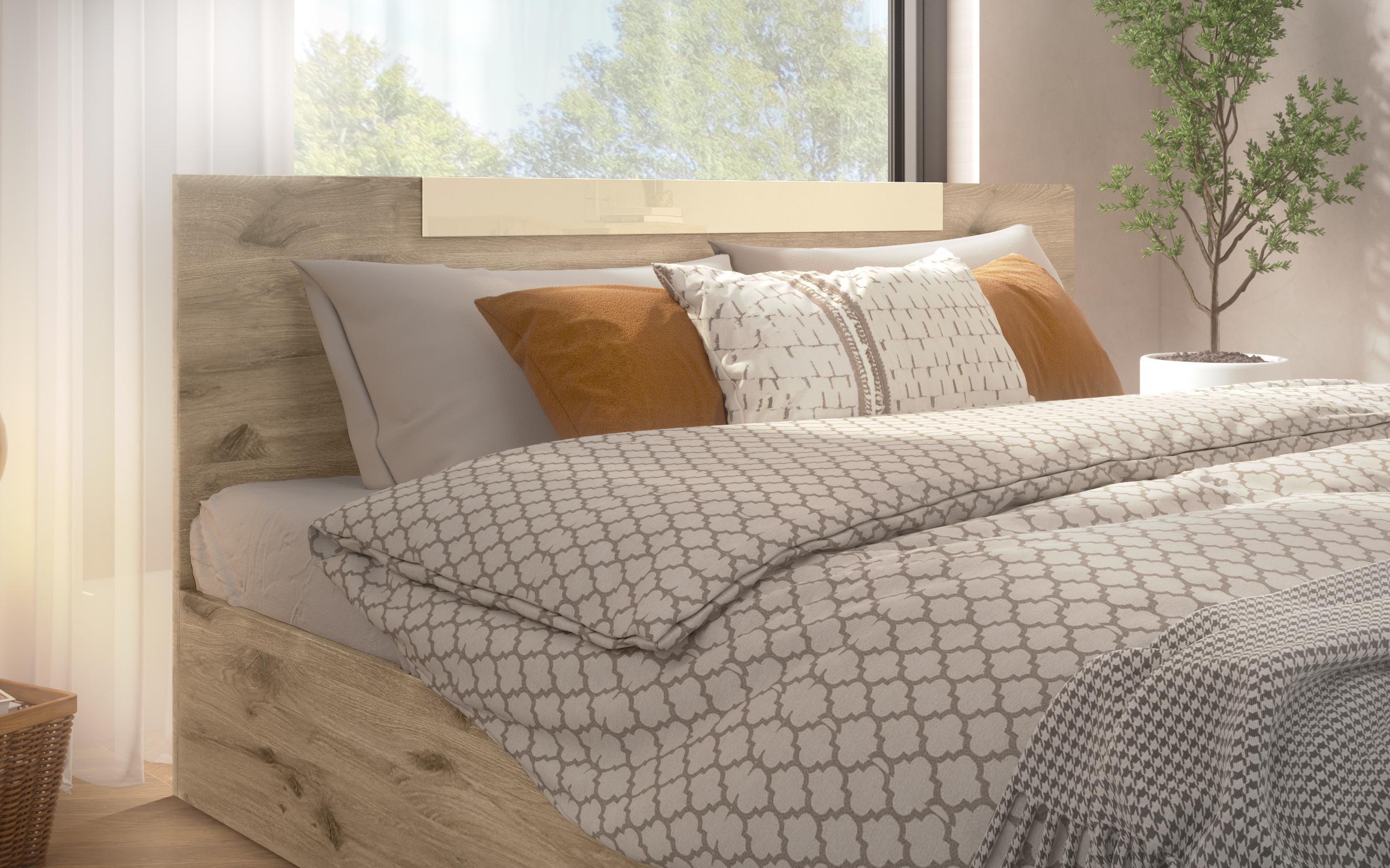 Double bed for mattress 160/200 Chaterina, light Scandinavian oak  5