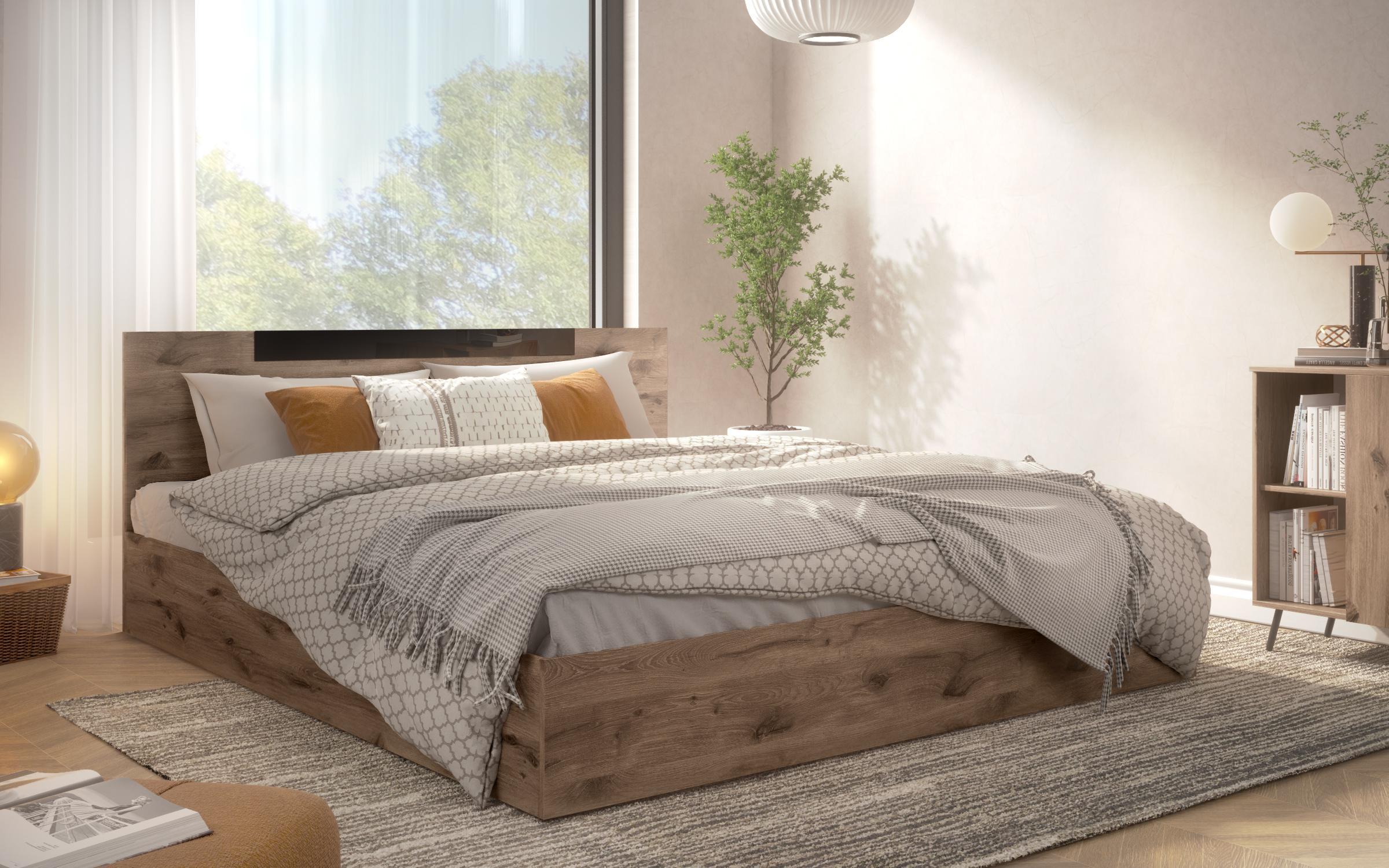 Double bed Chaterina Fresh for mattress 160/200, dark Scandinavian oak  1