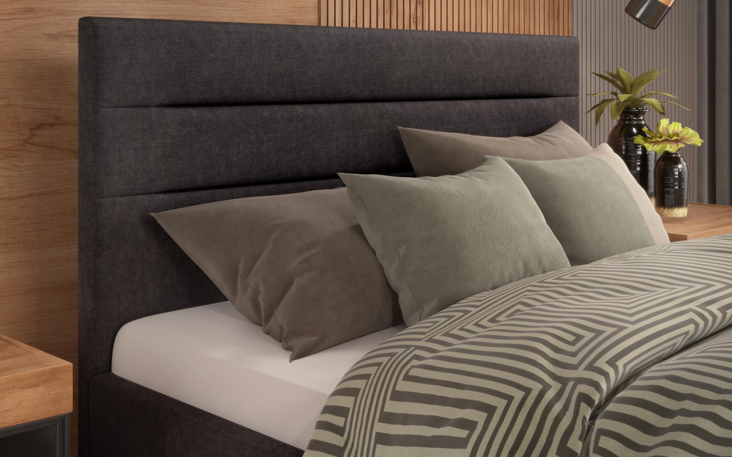 Upholstered double bed for mattress 160/200 Lenora, dark grey  5
