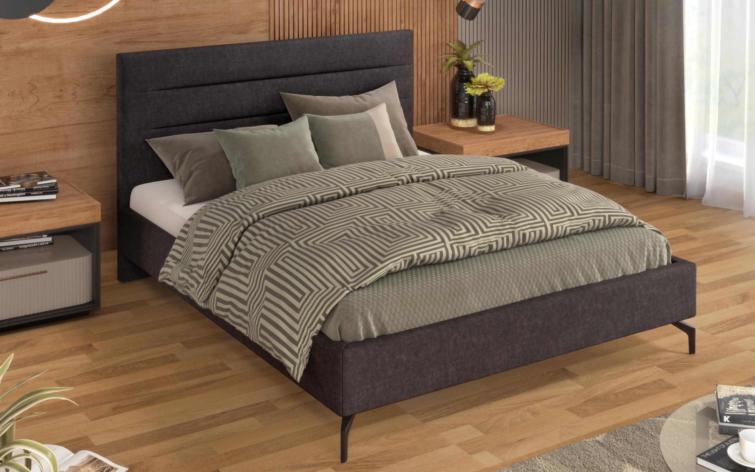 Upholstered double bed for mattress 160/200 Lenora, dark grey  4