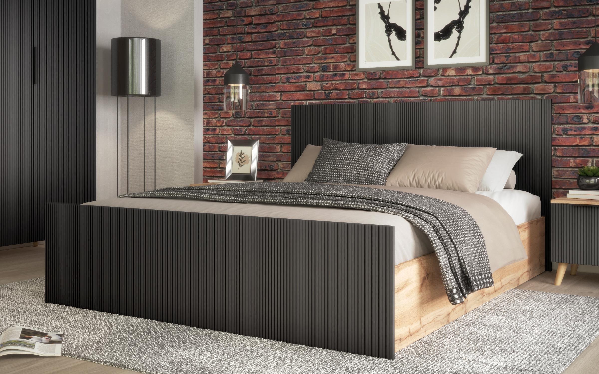 Double bed Letty for mattress 160/200, Appalachian oak + quartz  1