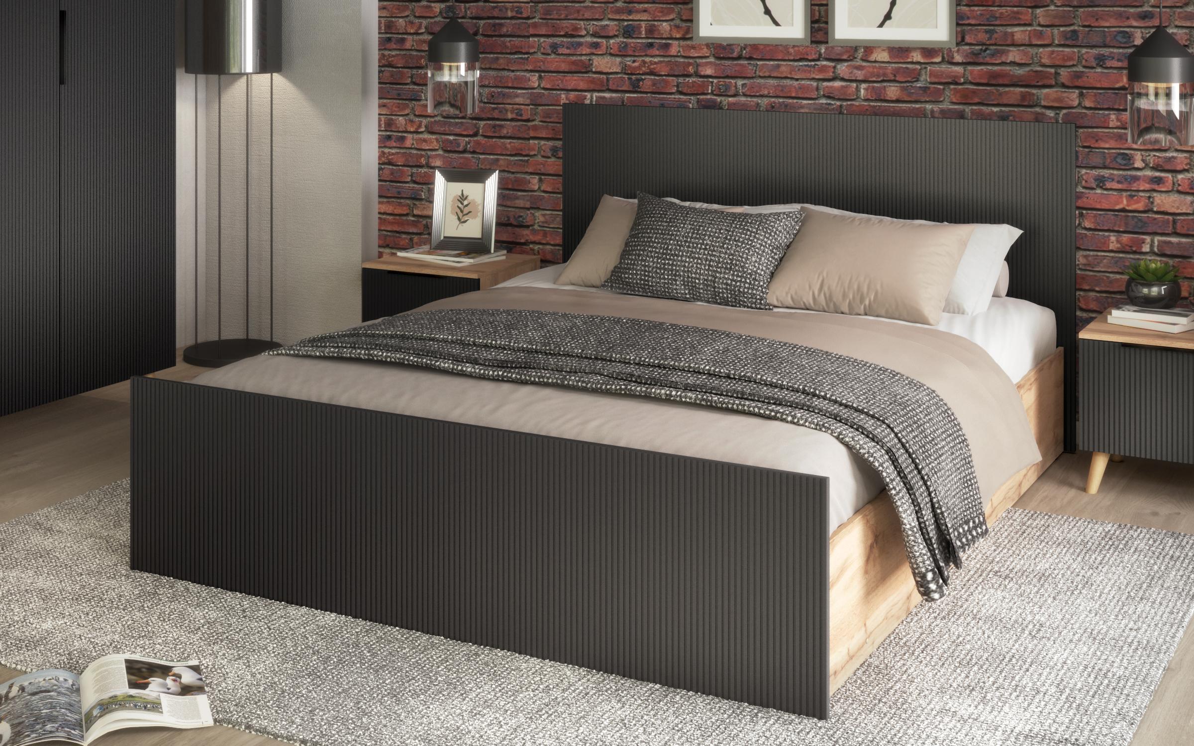 Double bed Letty for mattress 160/200, Appalachian oak + quartz  2