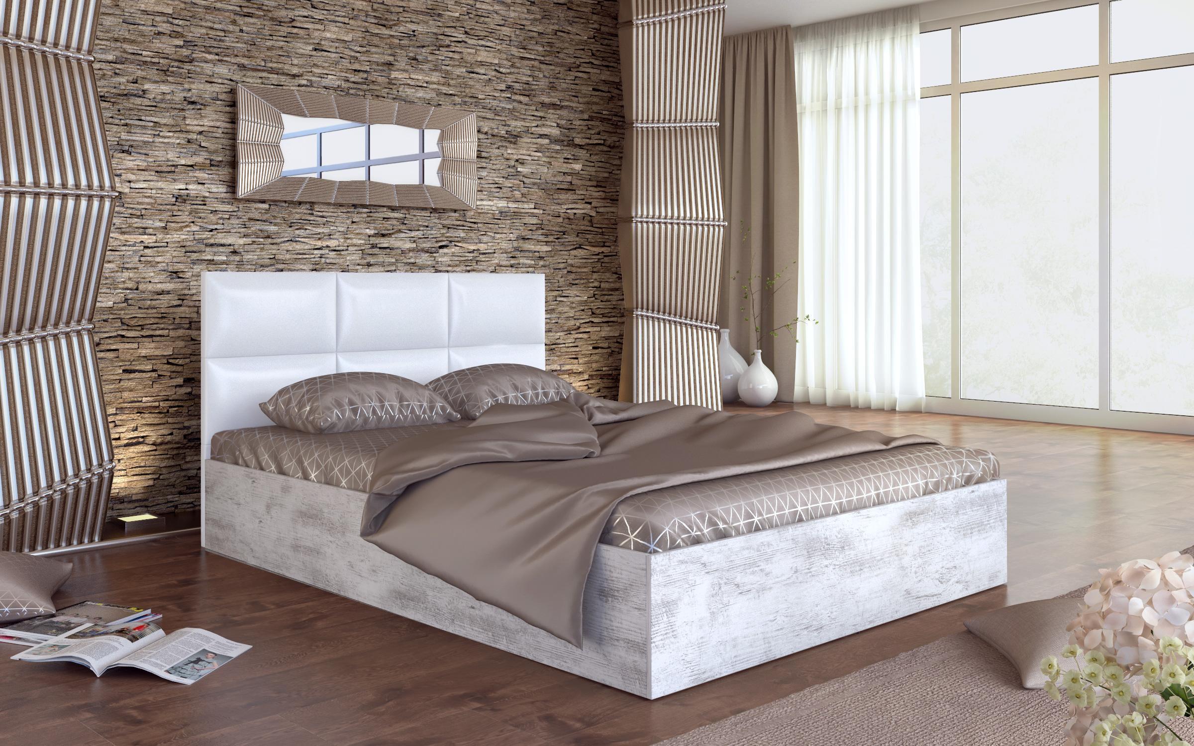 Bedroom furniture set for mattress 140/200 Estel 1, Antique oak + white leather  2