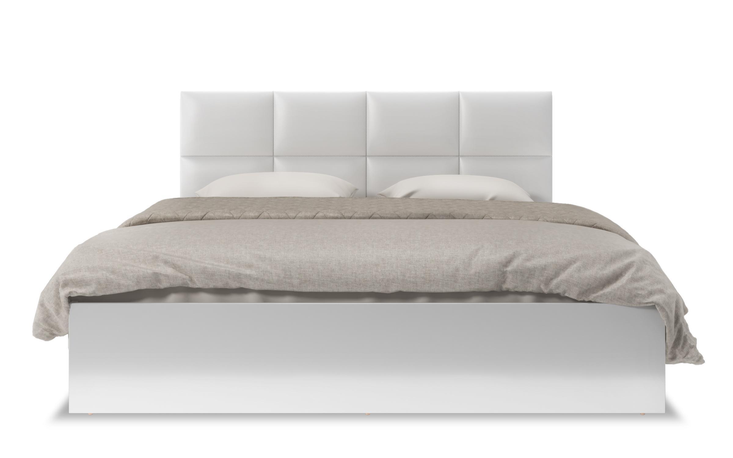 Upholstered double bed 160/200 Magdalena + mattress Neo Dream + mechanism, white gloss + white leather  1
