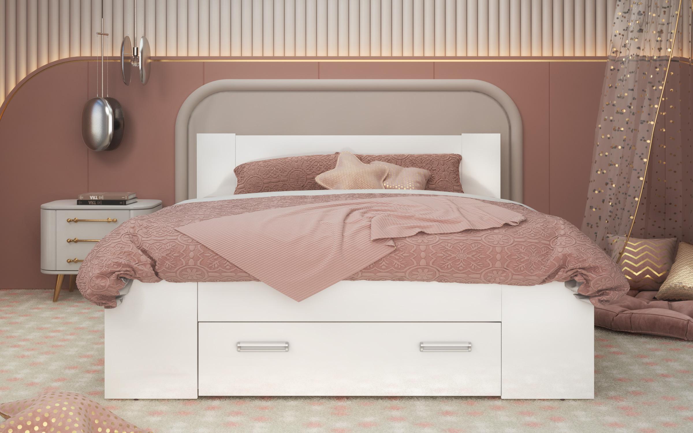 Double bed + drawers for mattress 160/200 Nemo, white  3