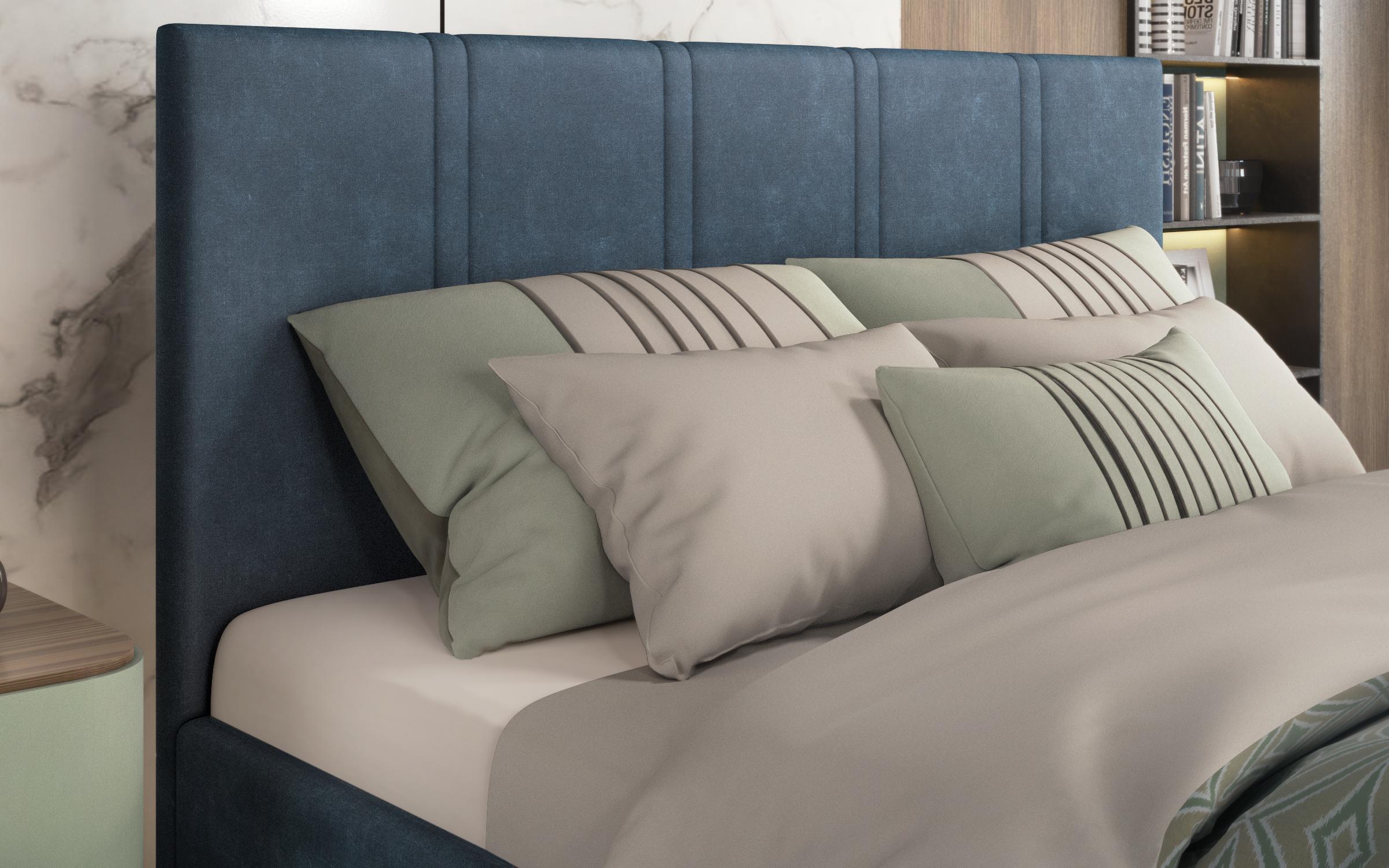 Upholstered double bed for mattress 160/200 Nera, blue  5
