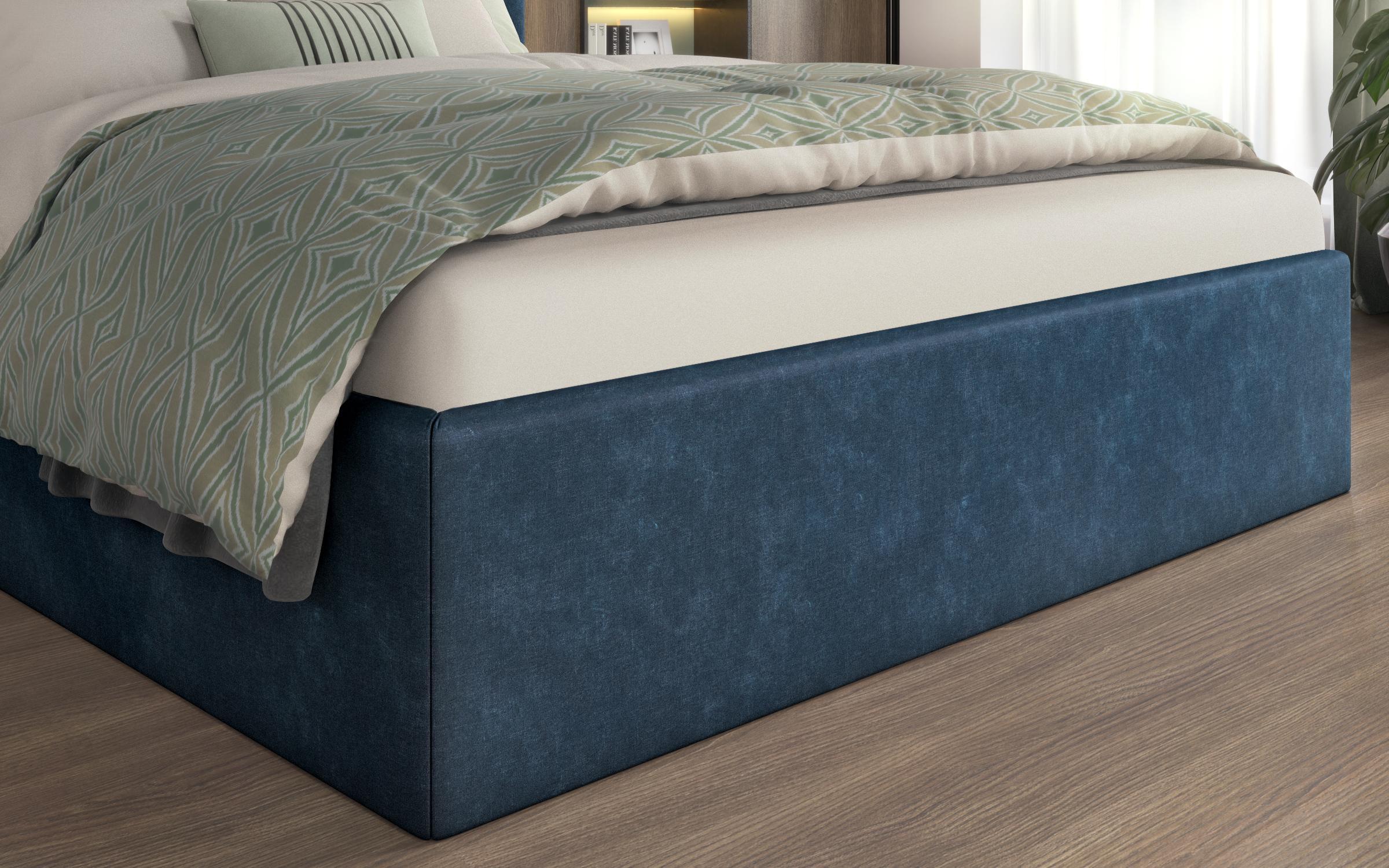 Upholstered double bed for mattress 160/200 Nera, blue  6