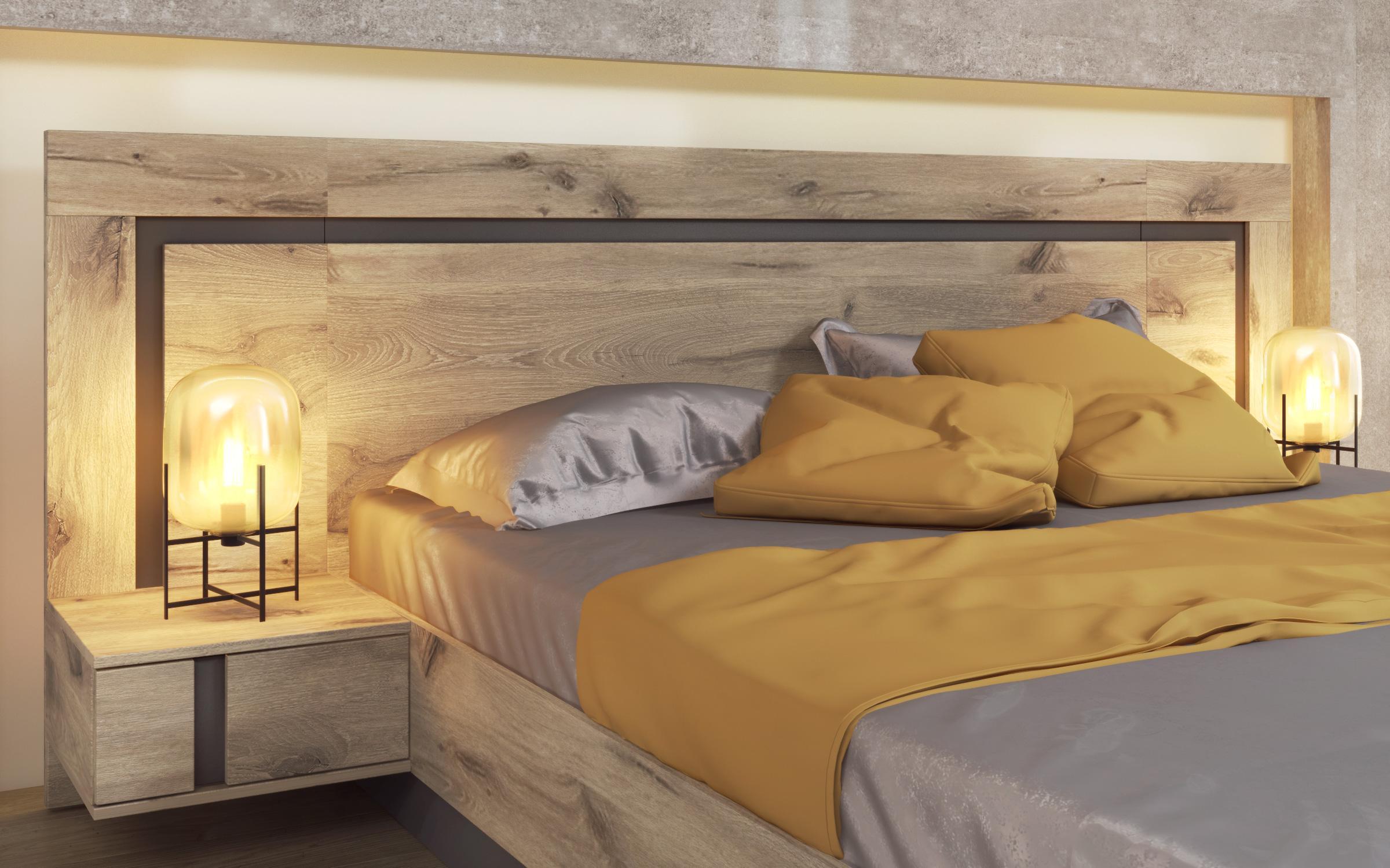 Double bed for mattress 160/200 Omonia, light Scandinavian oak + anthracite matt  4