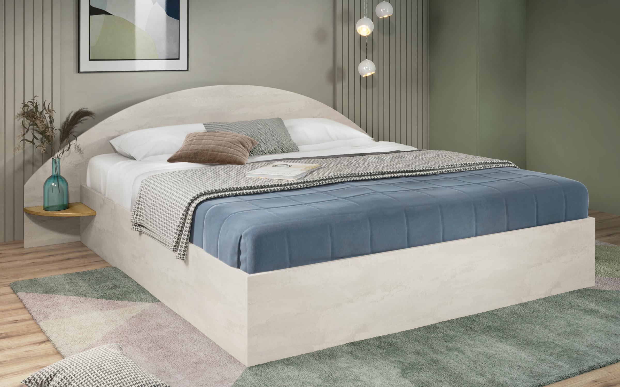 Double bed for mattress 160/200 Aura, Silk + Evoke oak  1