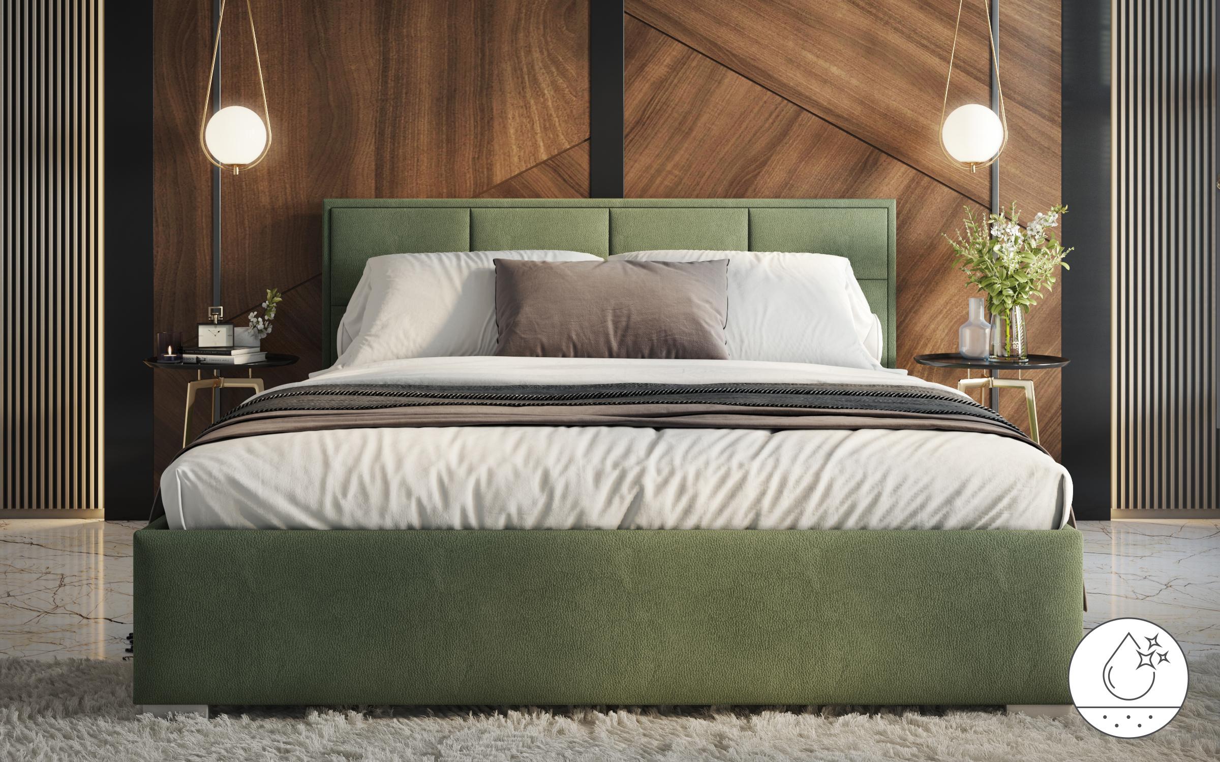 Upholstered double bed for mattress 160/200 Delanta, green  4