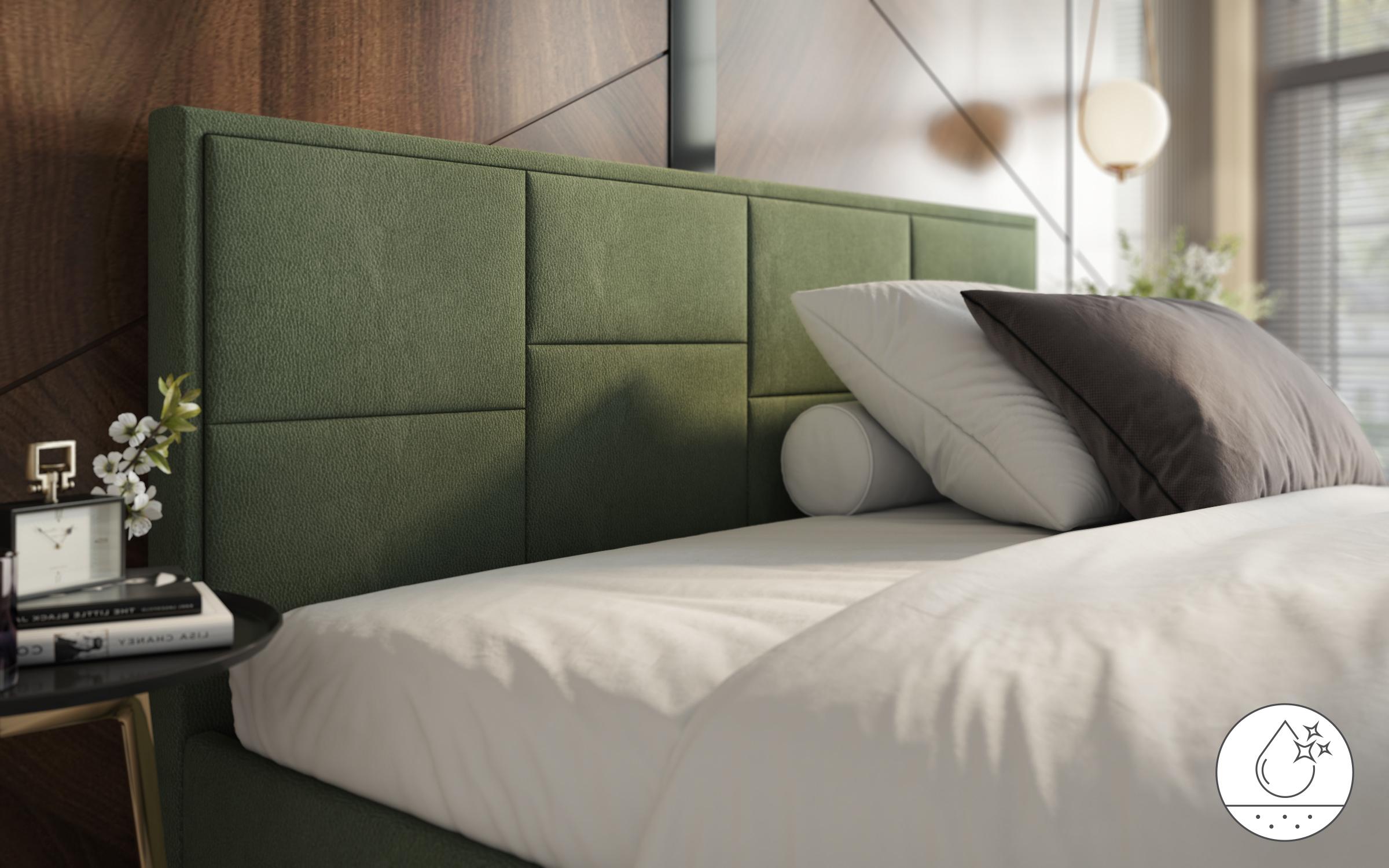 Upholstered double bed for mattress 160/200 Delanta, green  5
