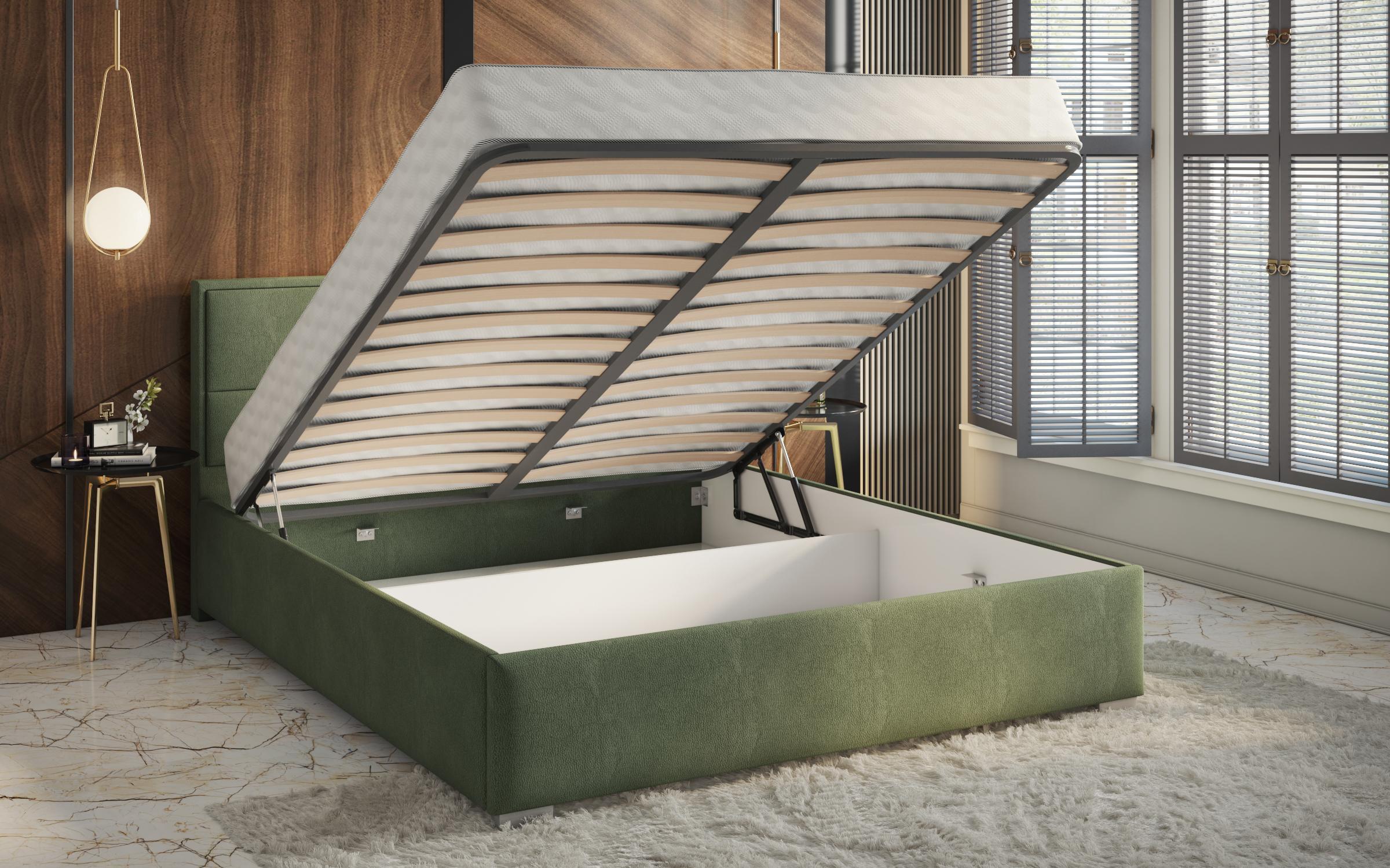 Upholstered double bed for mattress 160/200 Delanta, green  3