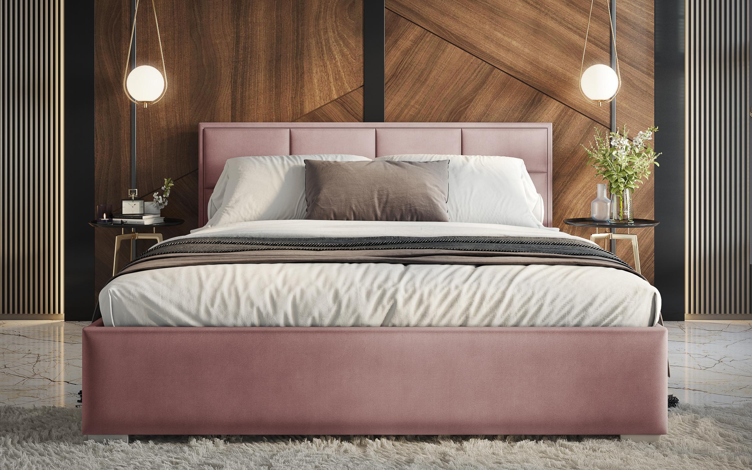 Upholstered double bed for mattress 160/200 Delanta, pink  4