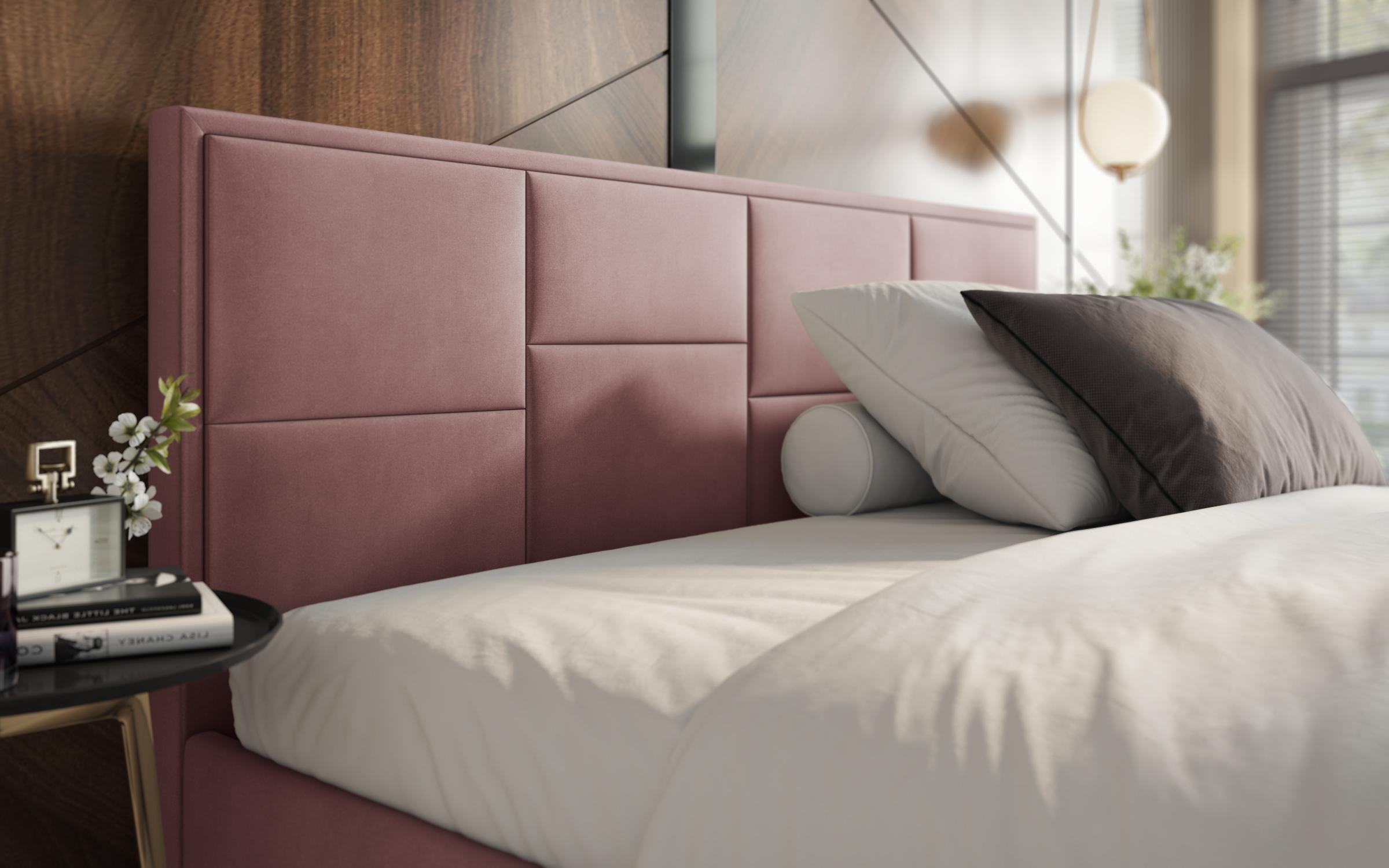 Upholstered double bed for mattress 160/200 Delanta, pink  5