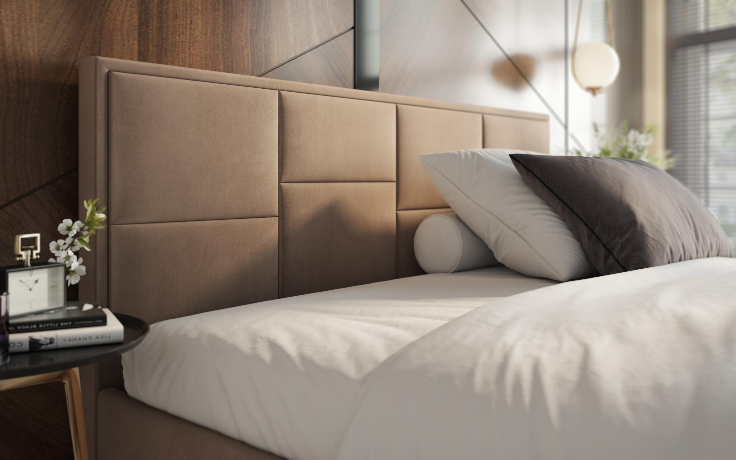 Upholstered double bed for mattress 160/200 Delanta, light brown  4