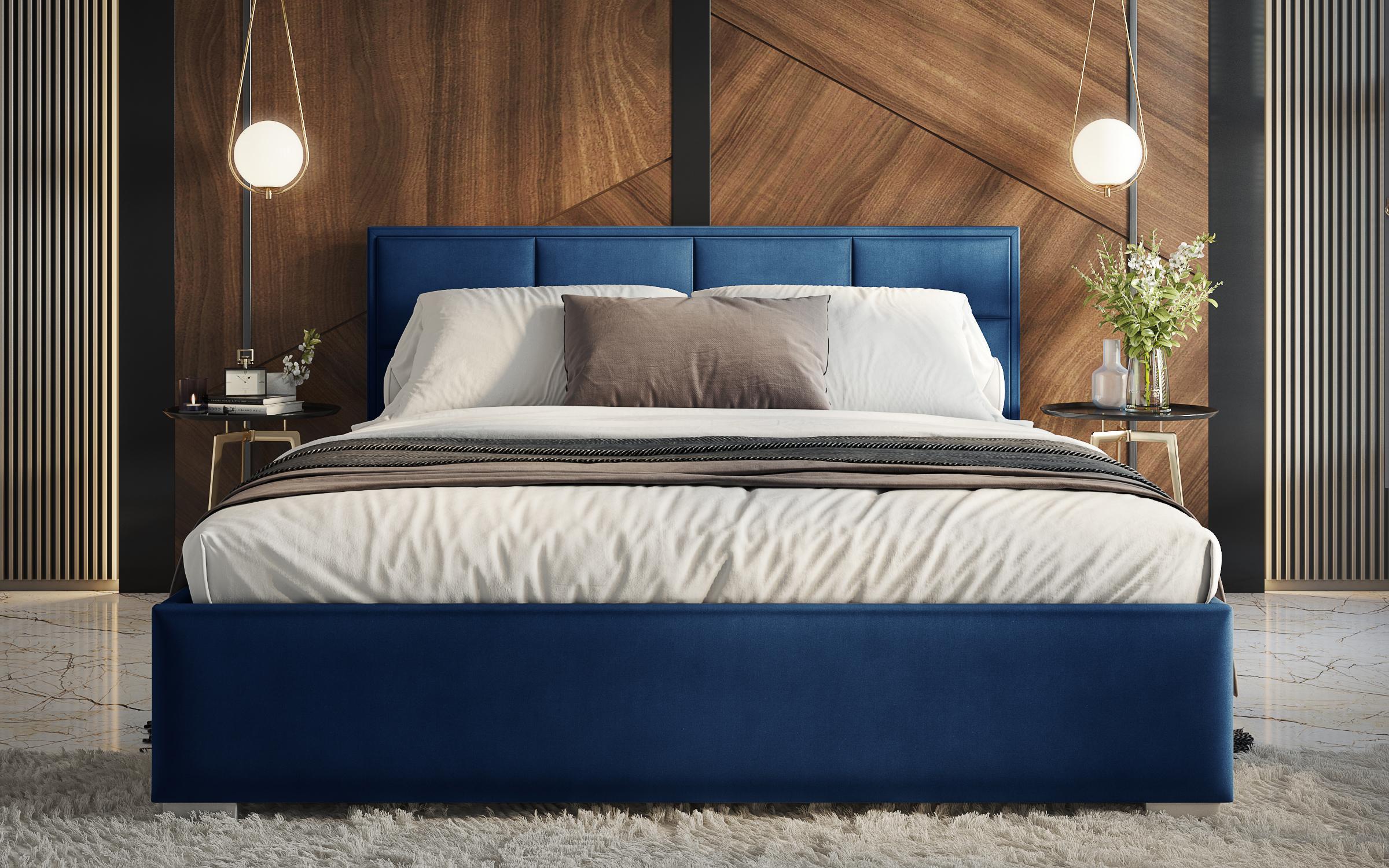 Upholstered double bed for mattress 160/200 Delanta, blue  3