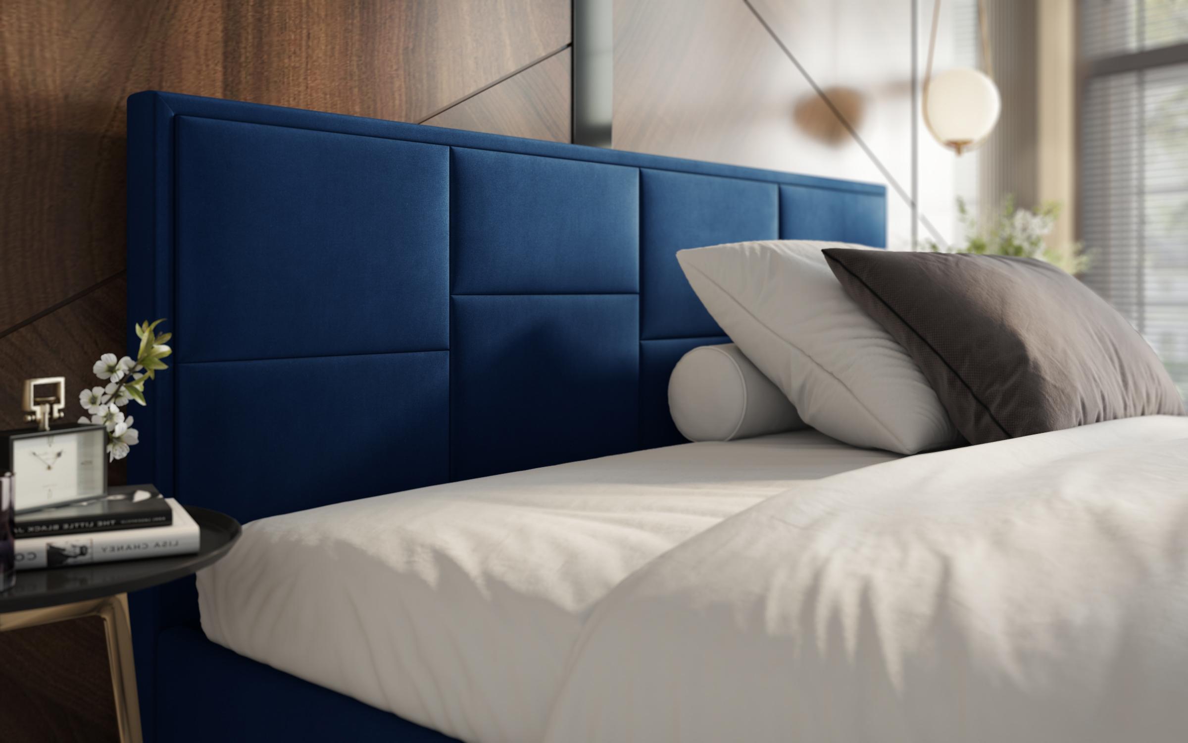 Upholstered double bed for mattress 160/200 Delanta, blue  4