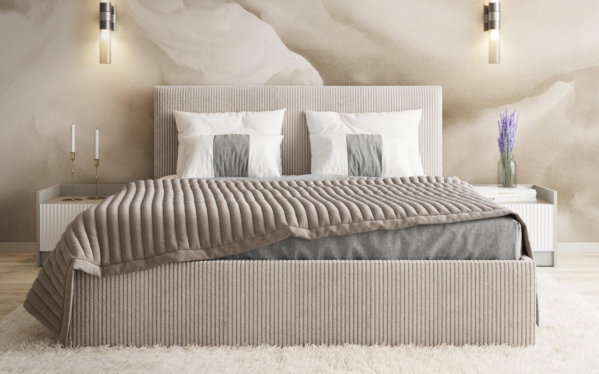 Upholstered double bed for mattress 160/200 Elite, light beige  3