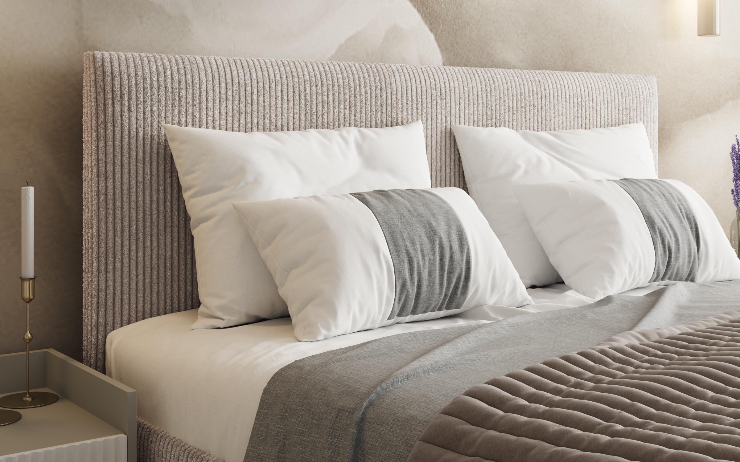 Upholstered double bed for mattress 160/200 Elite, light beige  4