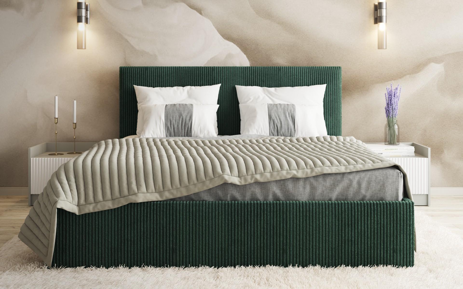 Upholstered double bed for mattress 160/200 Elite, green  3