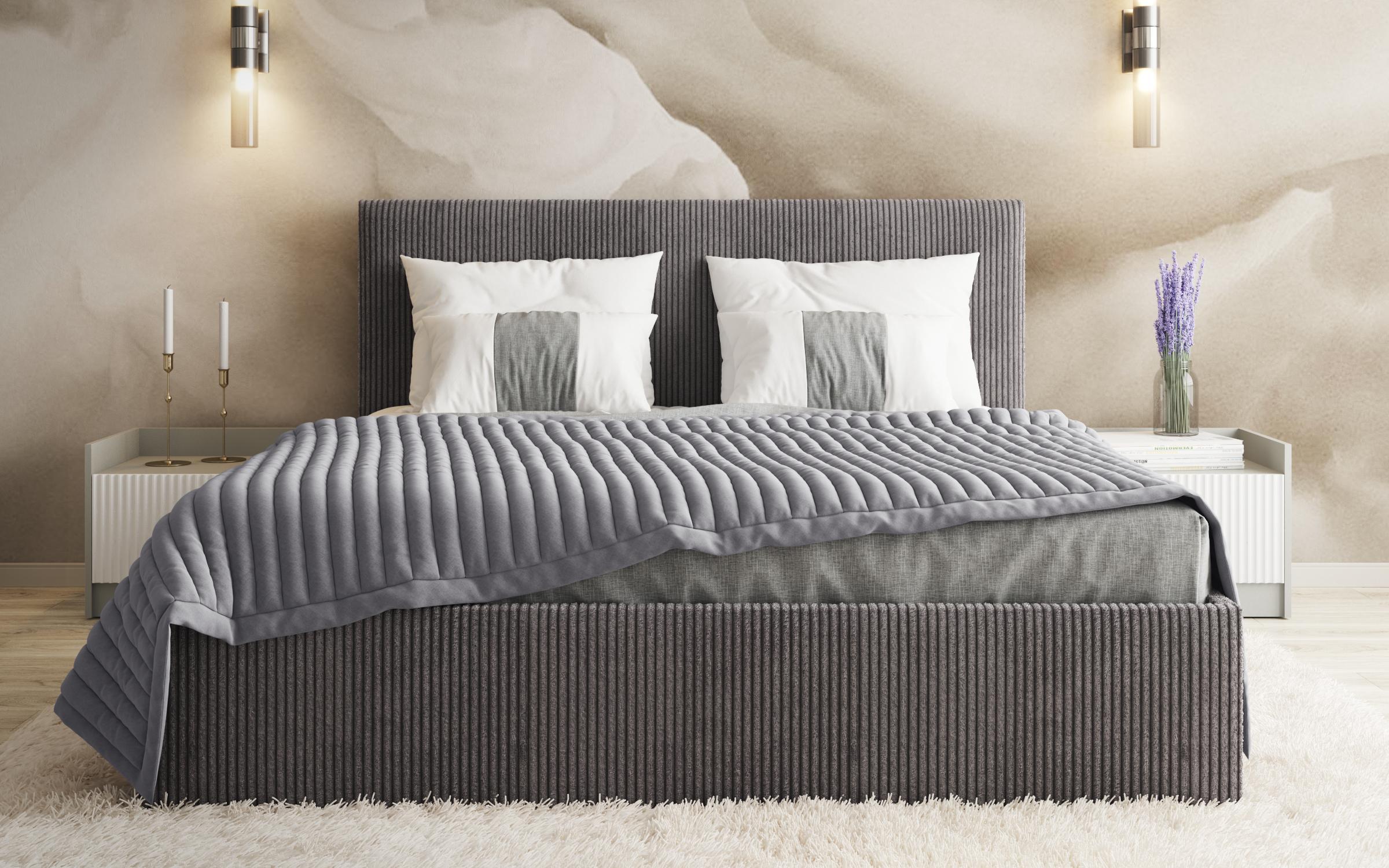 Upholstered double bed for mattress 160/200 Elite, grey  3