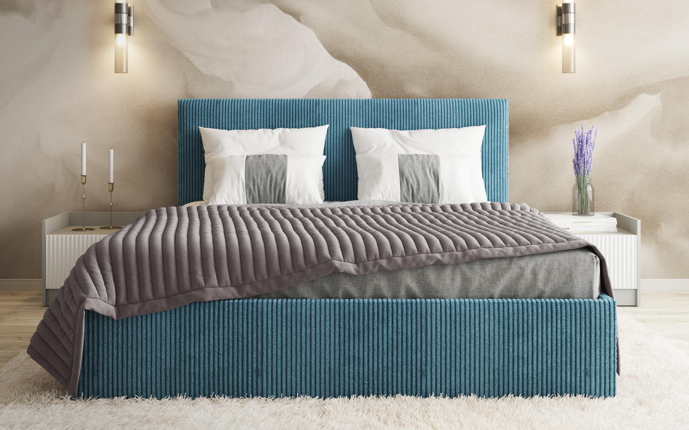 Upholstered double bed for mattress 160/200 Elite, turquoise  3