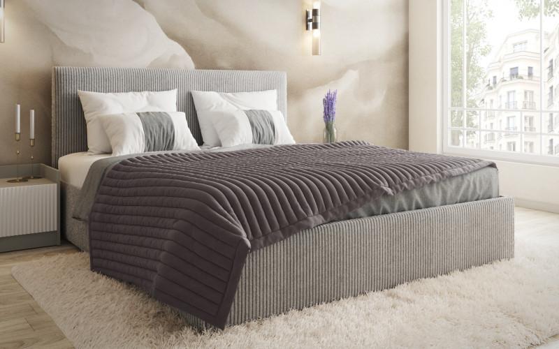 Upholstered double bed for mattress 140/200 Elite, light grey  1