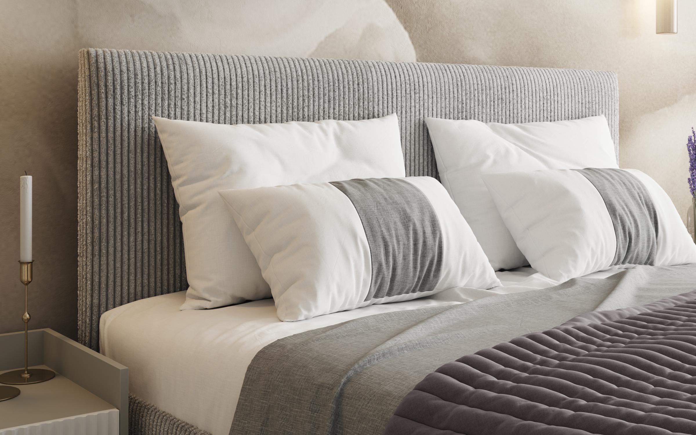 Upholstered double bed for mattress 140/200 Elite, light grey  4