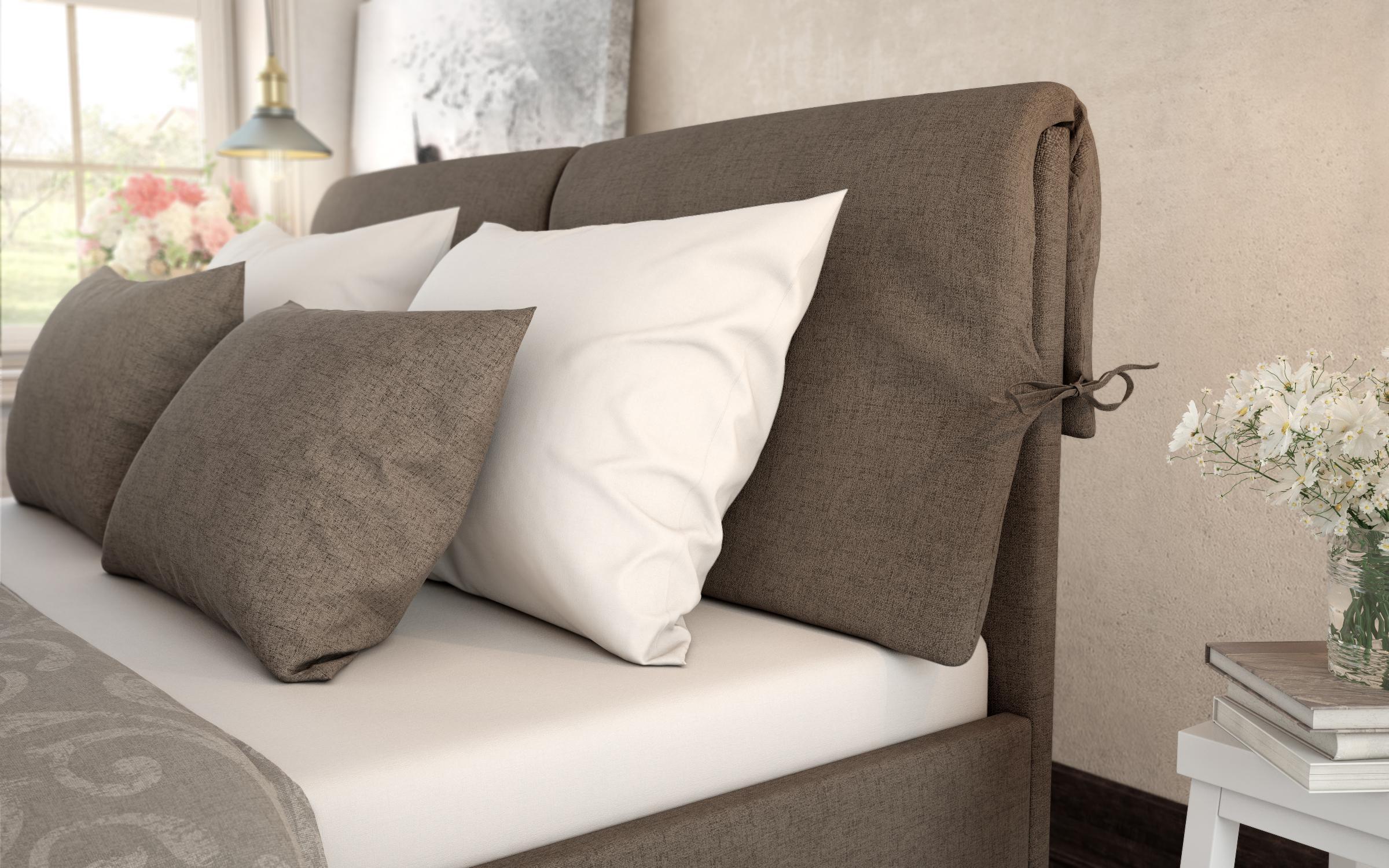 Upholstered double bed for mattress 160/200 Fiera, brown  4