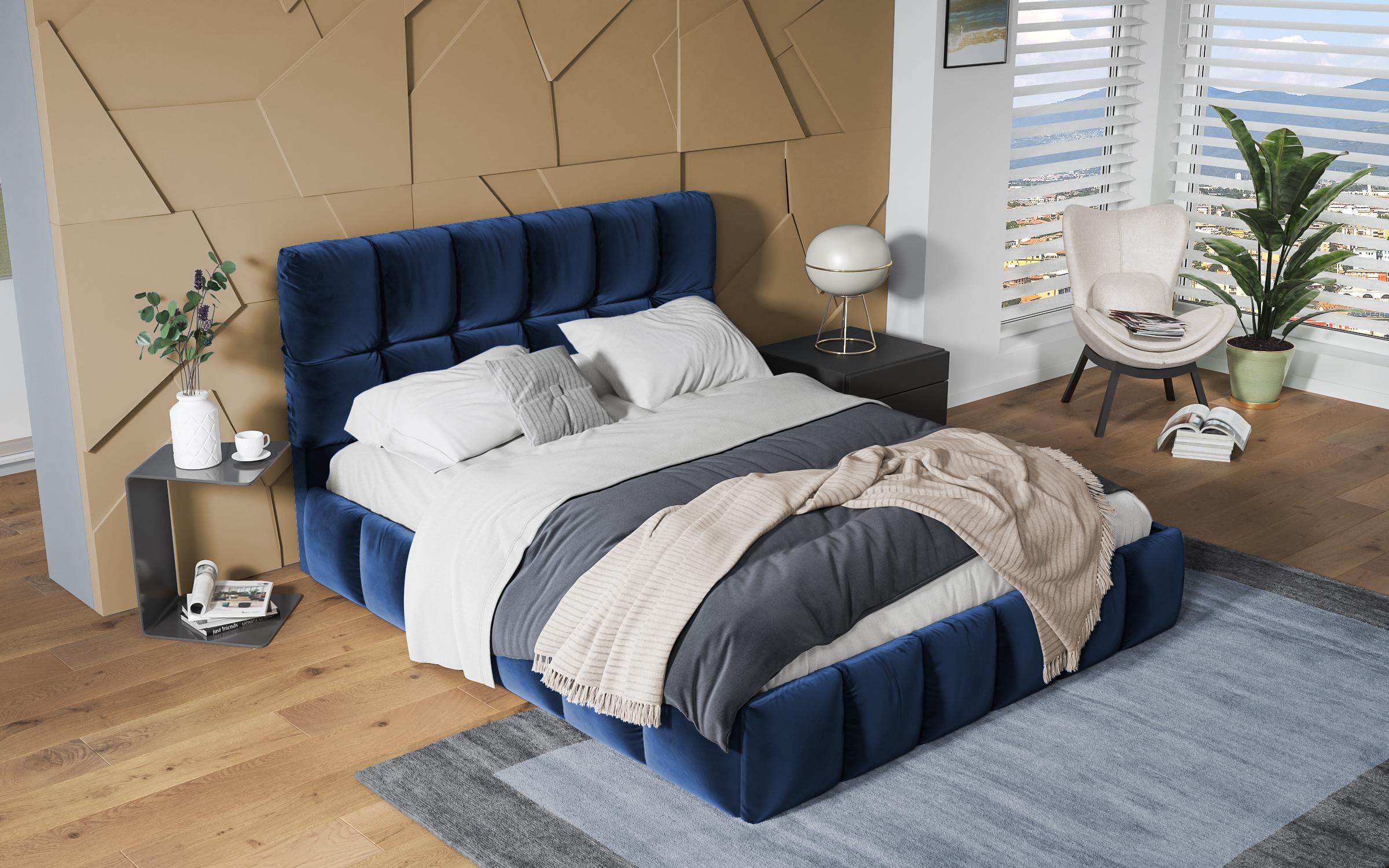 Luxury double bed Fiorela (no mattress included), blue  2