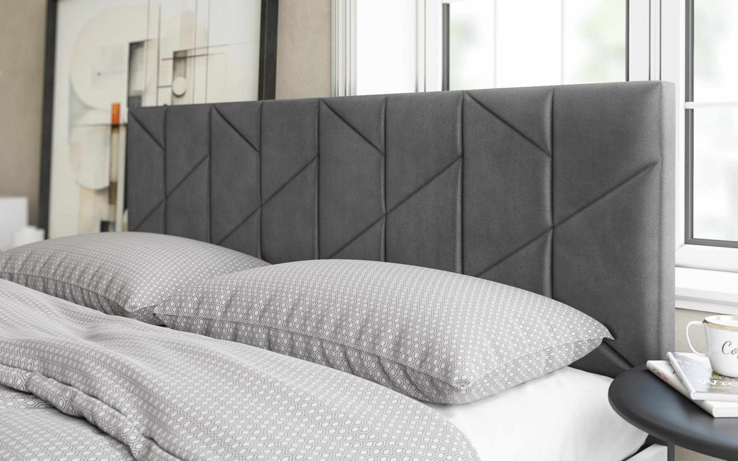 Upholstered double bed for mattress 160/200 Harmony, white gloss + grey  5