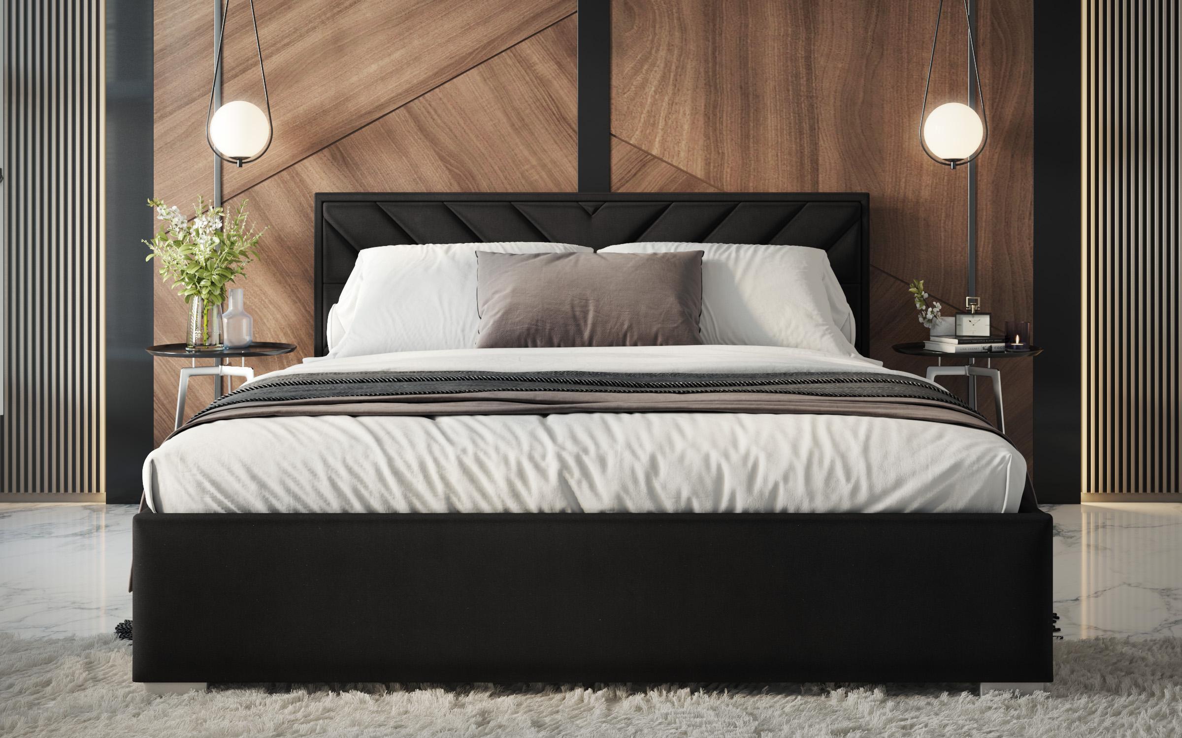 Upholstered double bed for mattress 160/200 Mirelly, dark grey  3