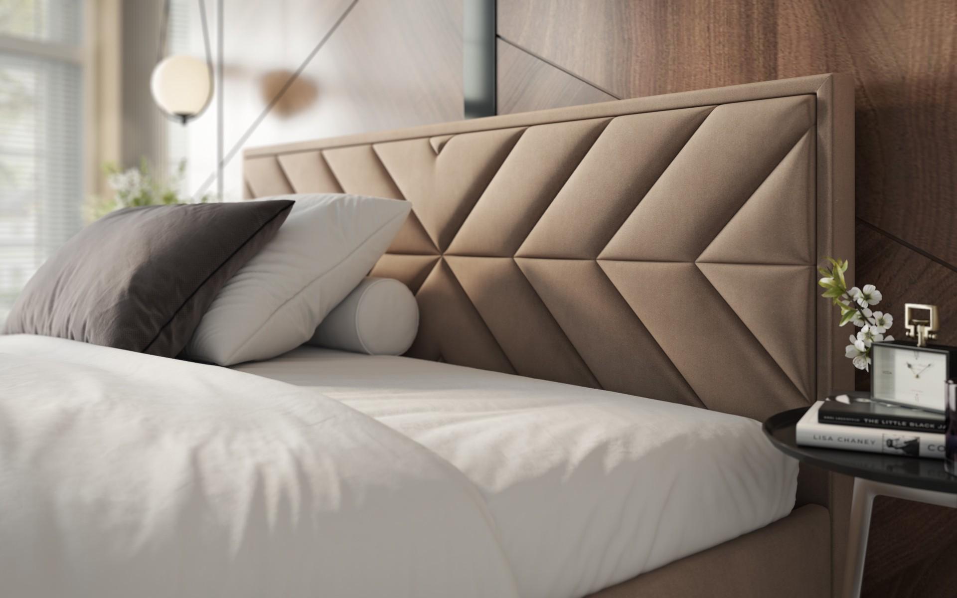 Upholstered double bed for mattress 160/200 Mirelly, brown  4