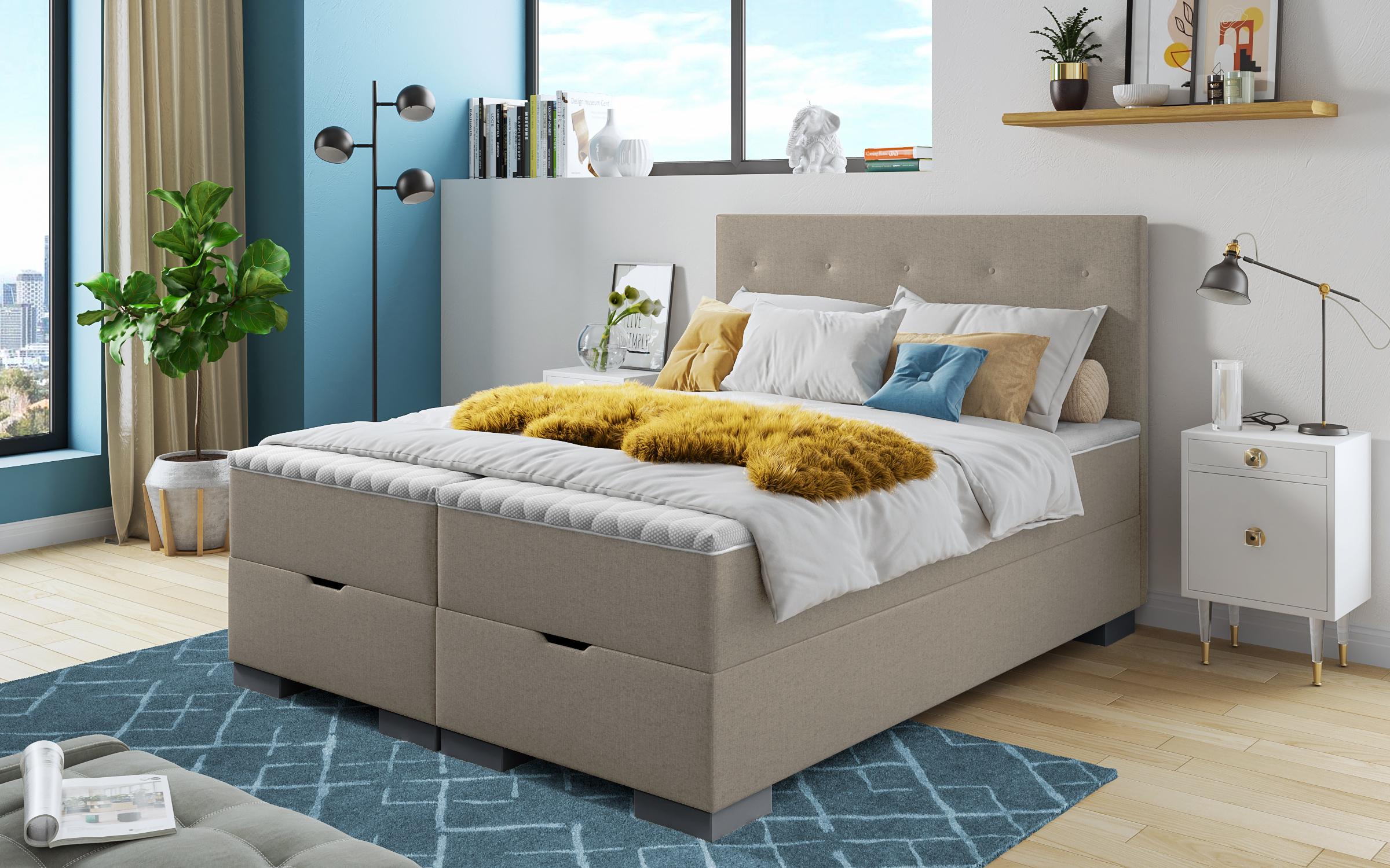 Double bed Box Spring 160/200 Albeta, dark beige  1