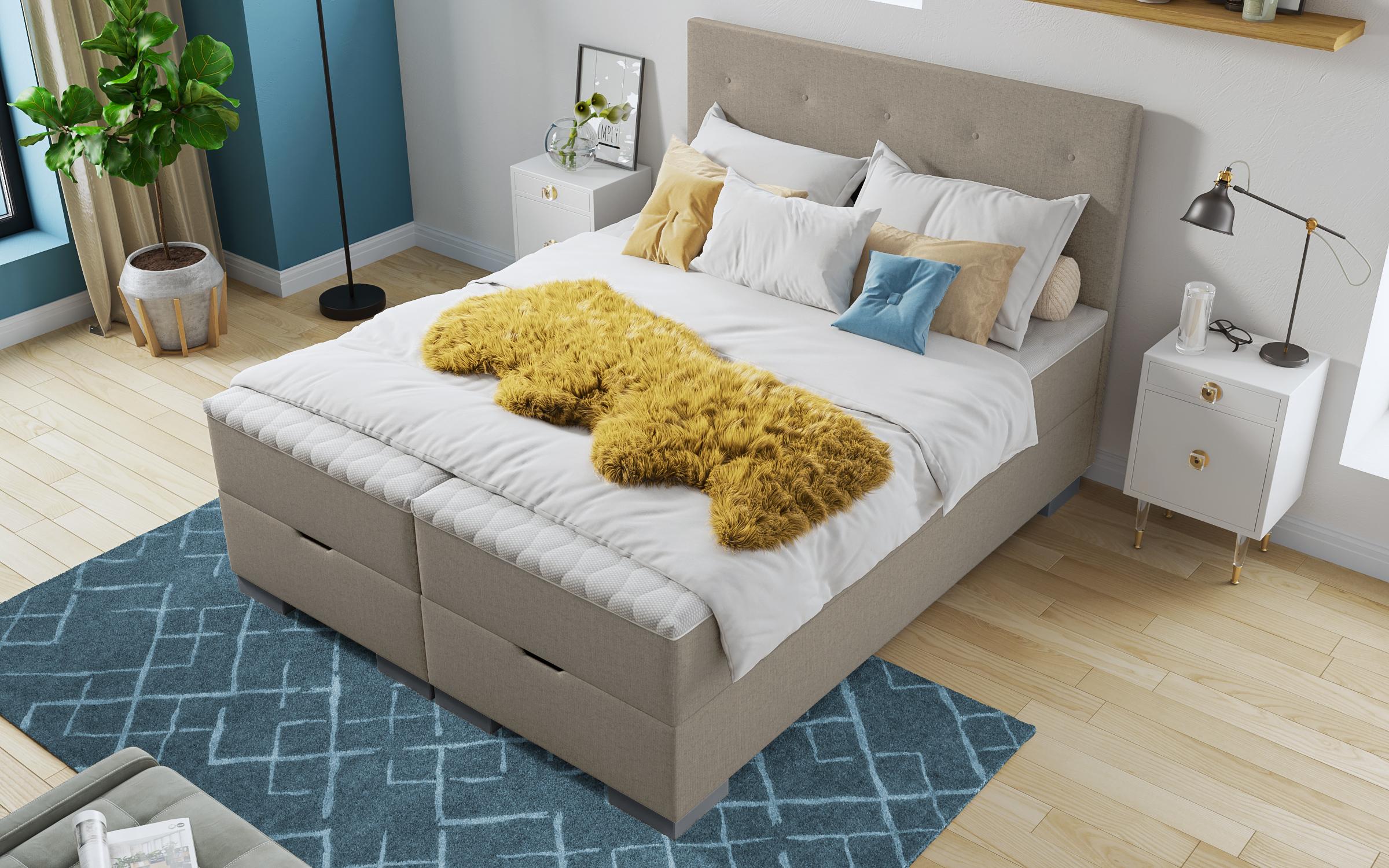 Double bed Box Spring 160/200 Albeta, dark beige  4