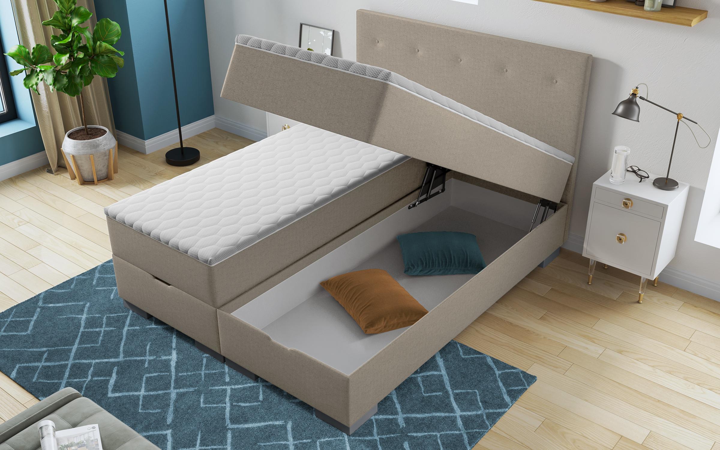 Double bed Box Spring 160/200 Albeta, dark beige  5