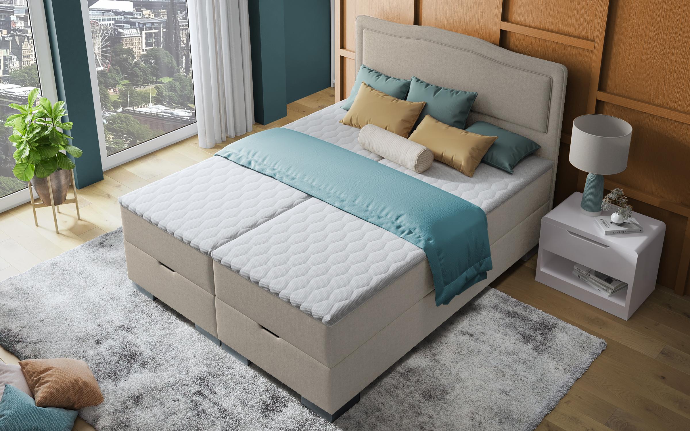 Double bed Box Spring 160/200 Sinera, dark beige  4