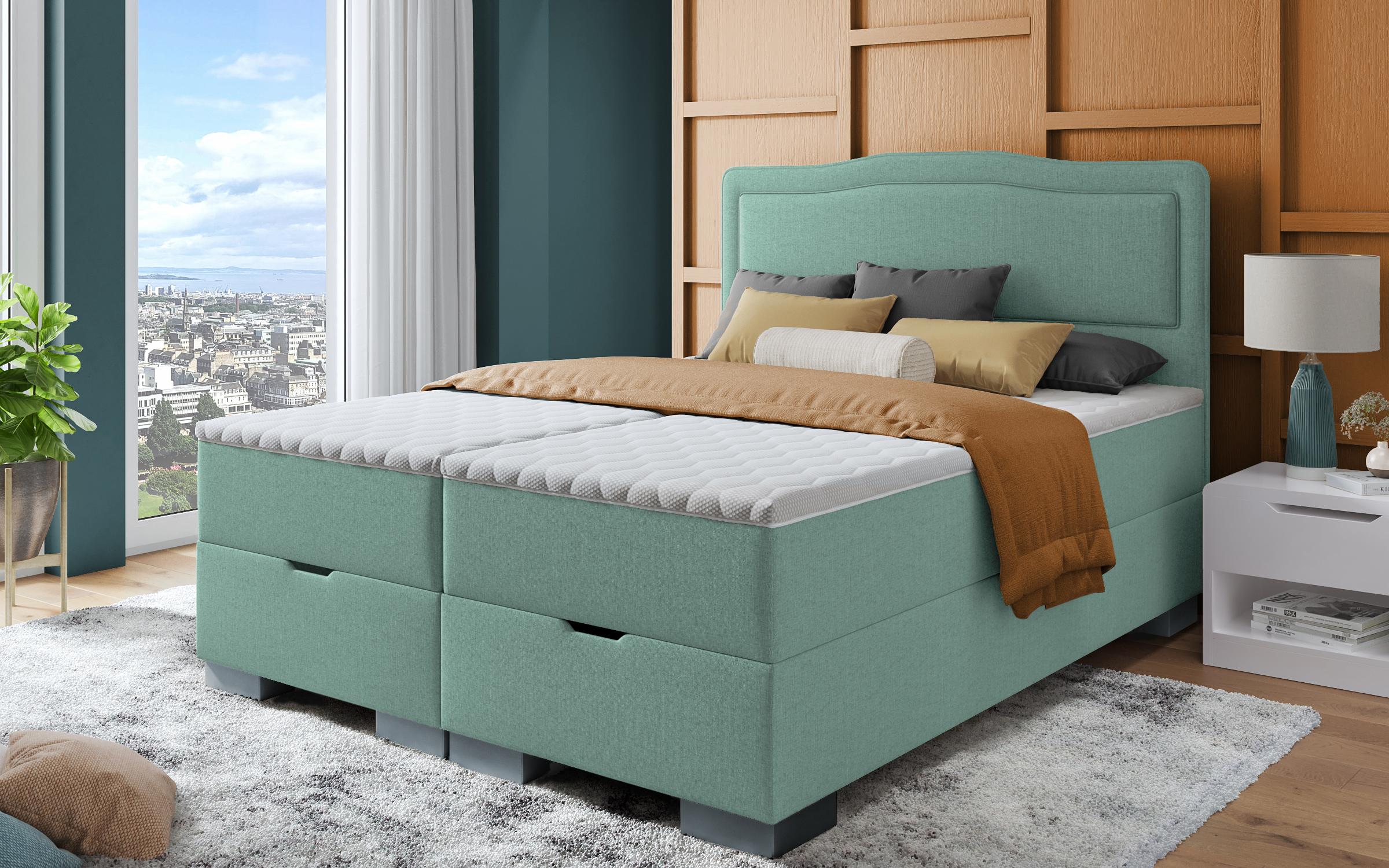 Double bed Box Spring 160/200 Sinera, turquoise  1