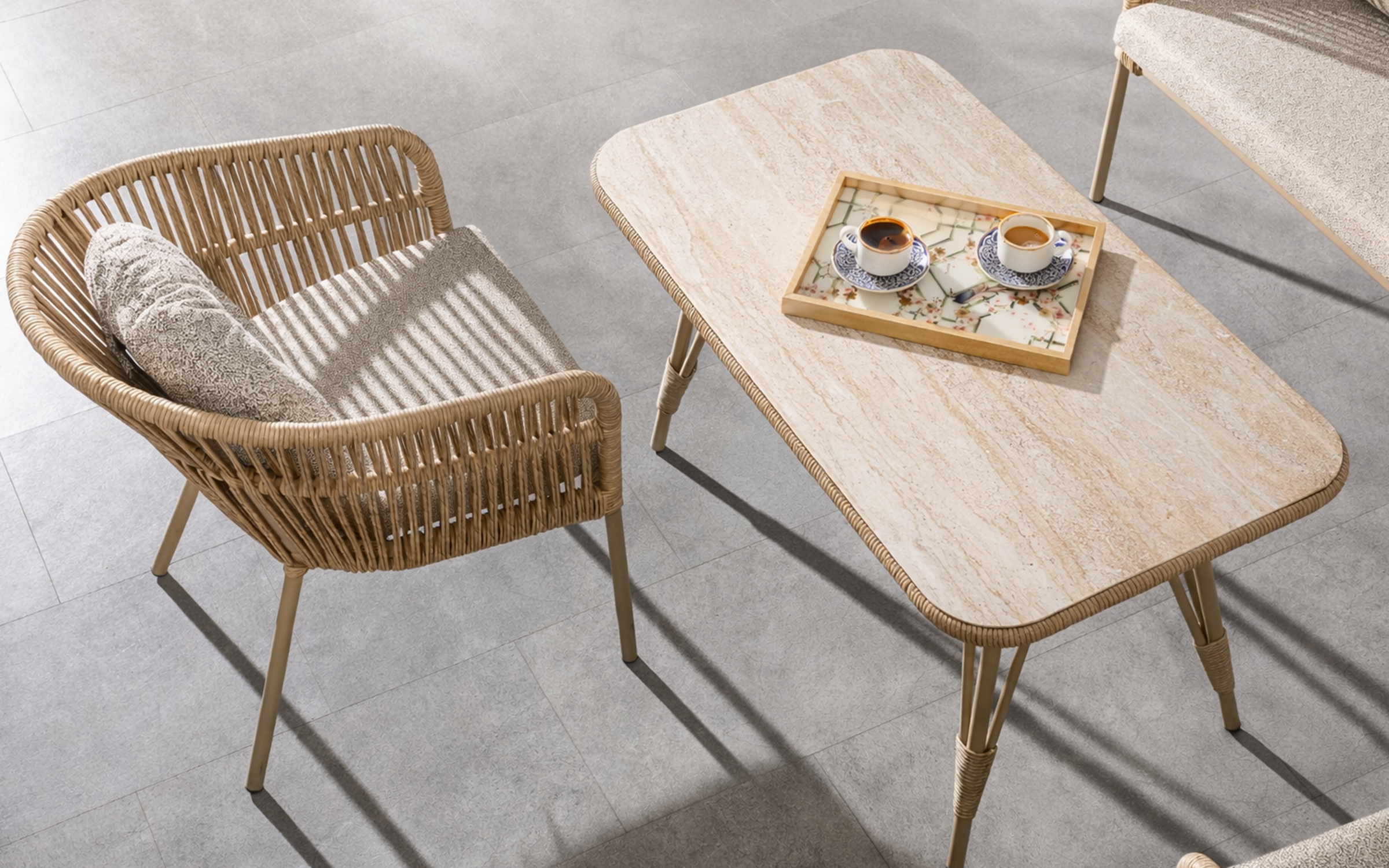 Set of table + chairs + sofa Star, cappuccino  3
