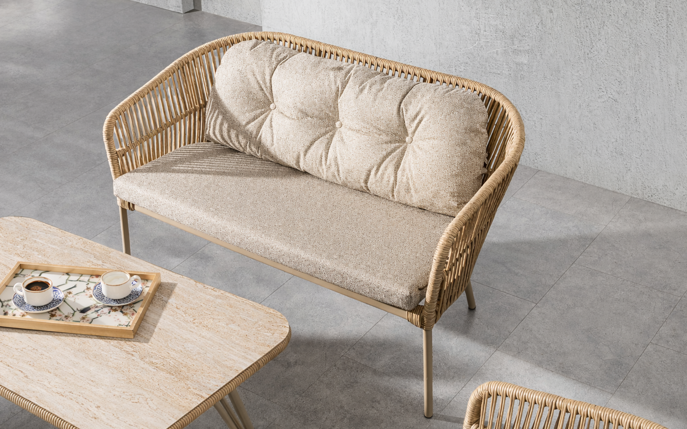 Set of table + chairs + sofa Star, cappuccino  2