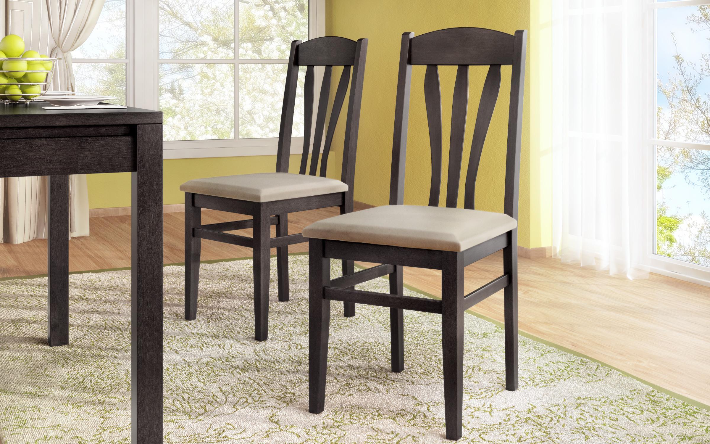 Dining table + 4 dining chairs Donnie + Ardon, Wenge + Wenge with light beige seat  3