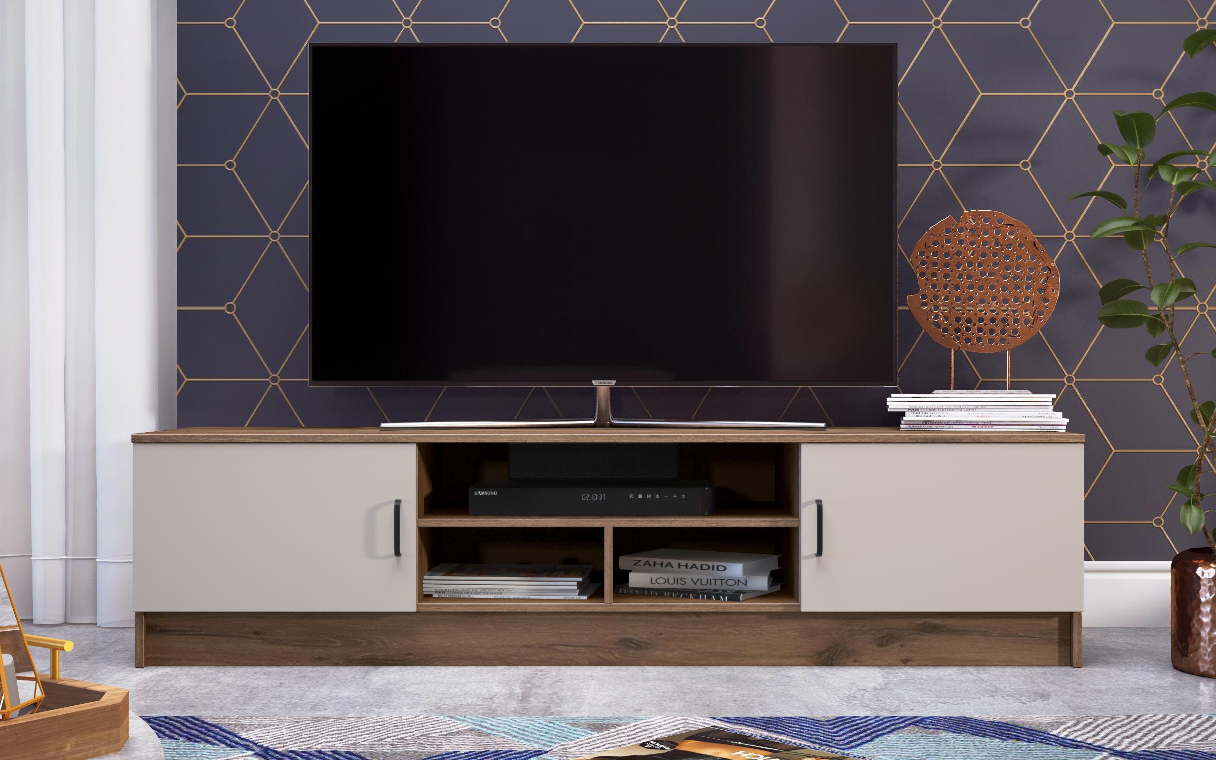 TV cabinet Suerte, dark Scandinavian oak + sand matt  3