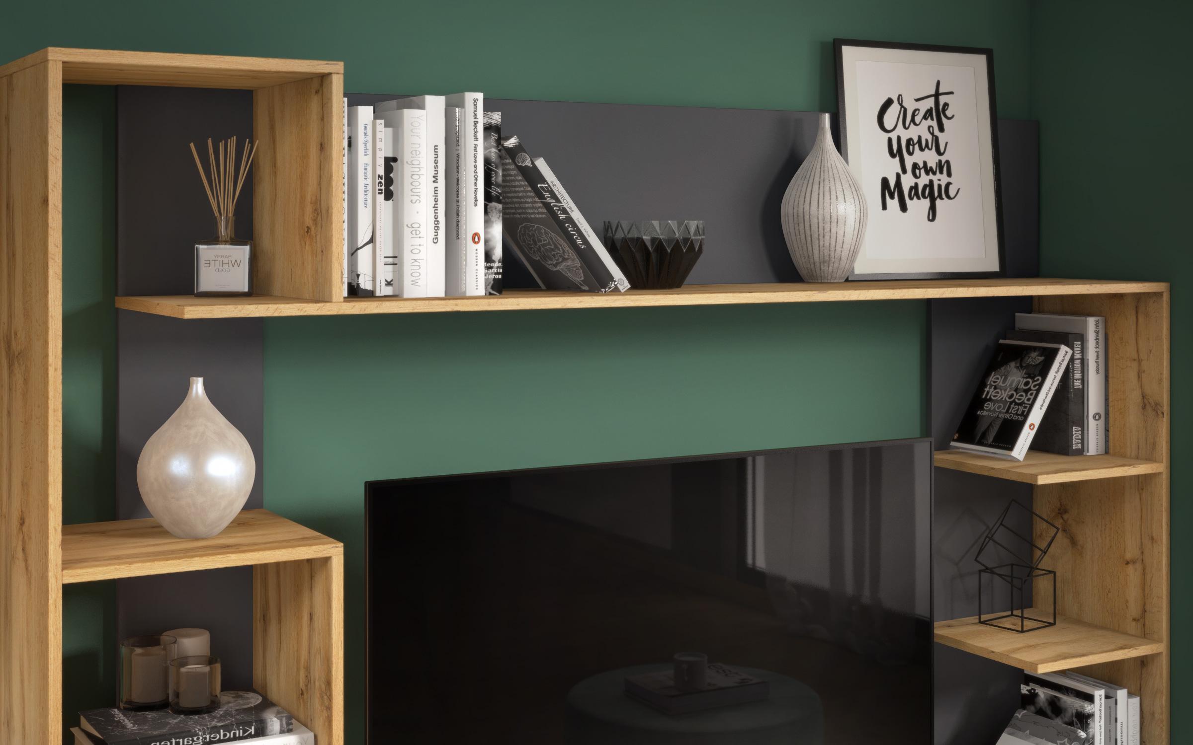 Shelf unit Linor, Wotan oak + anthracite  5