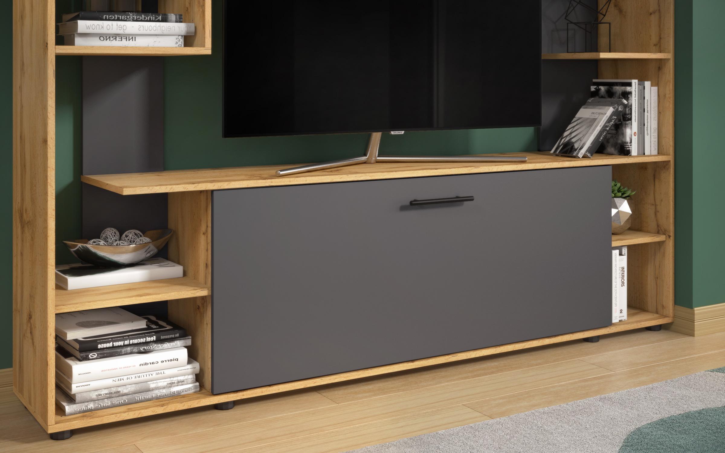Shelf unit Linor, Wotan oak + anthracite  6