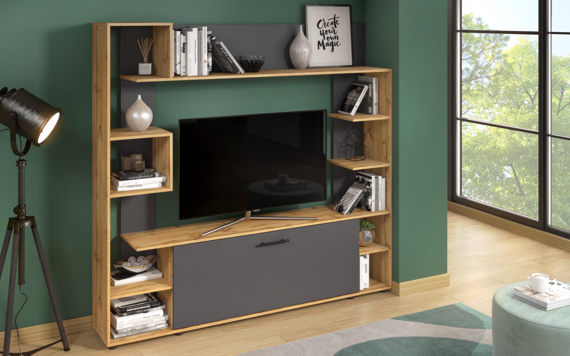 Shelf unit Linor, Wotan oak + anthracite  4