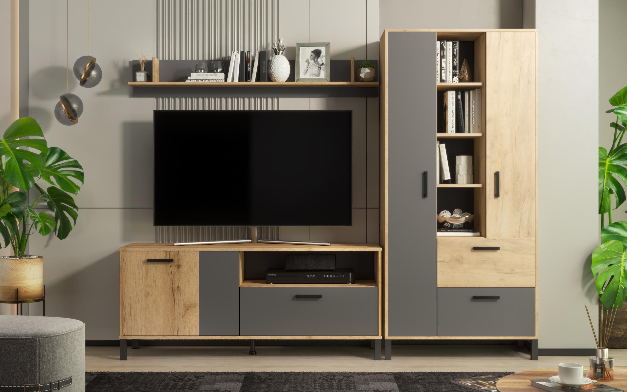 Shelf unit Parmo, Gran Sasso oak + anthracite  3
